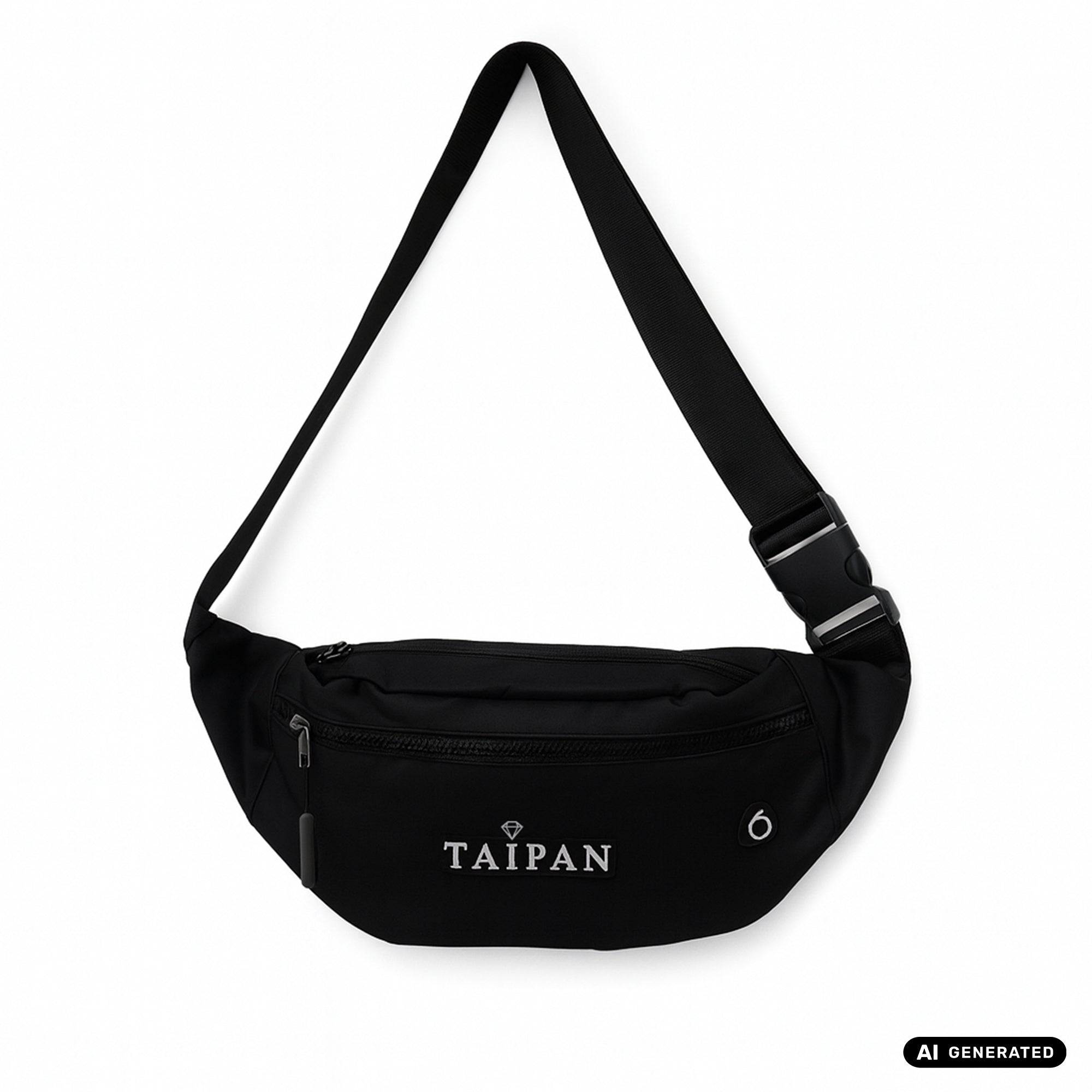 Bauchtasche lang in schwarz mit 3 Fächern crossbody bag Umhängetasche