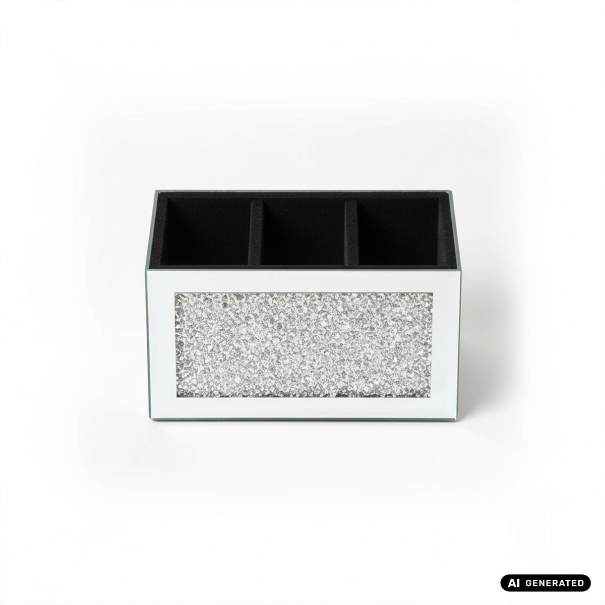 Elegante offene Schminkbox mit Kristall-Glitzer