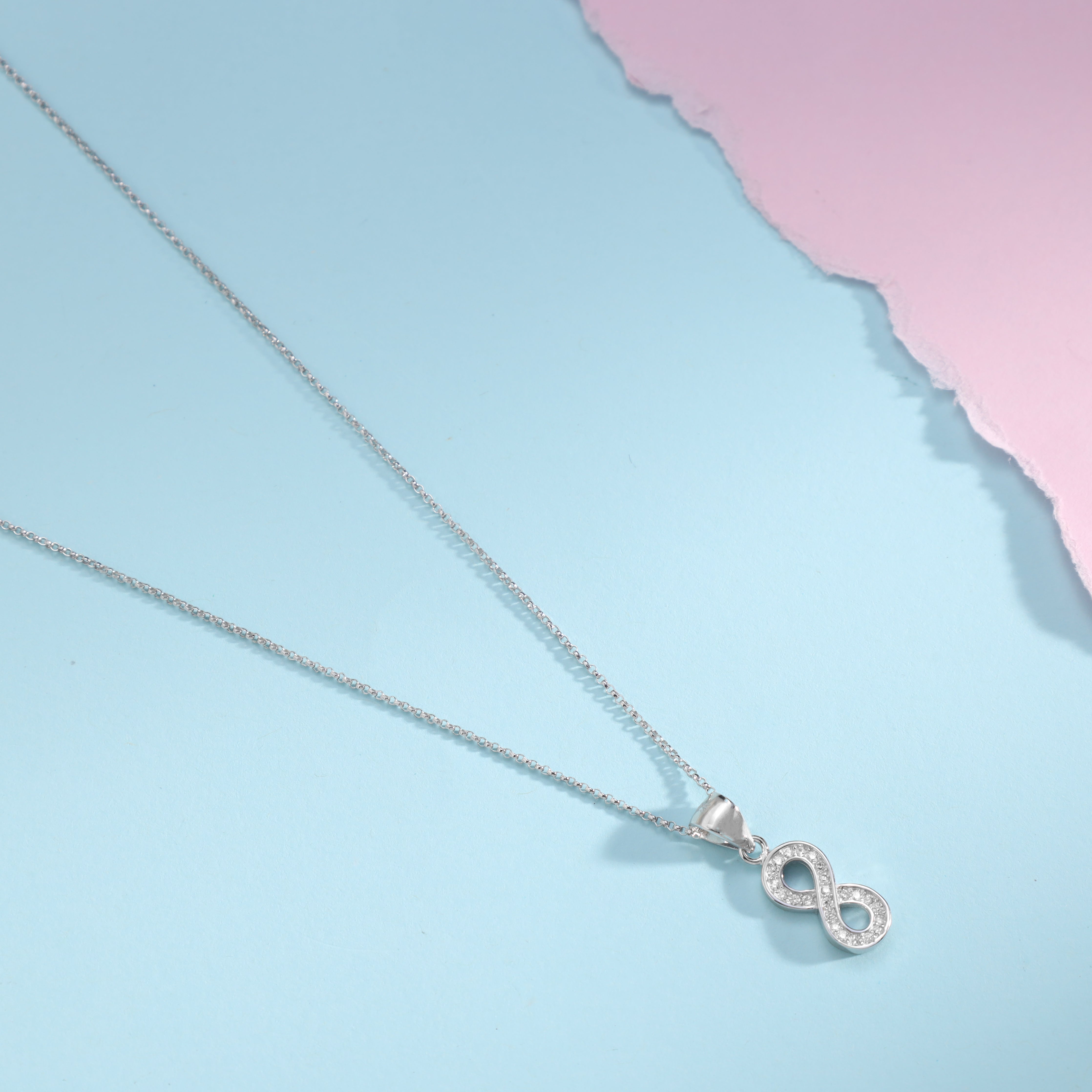 Women's Box Chain with Infinity Pendant made of 925 Sterling Silver