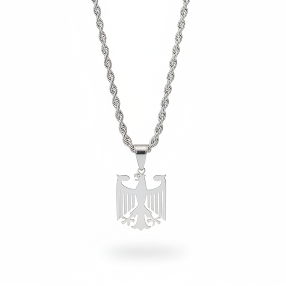 Set - Deutscher Adler + 5mm Kordelkette aus Edelstahl