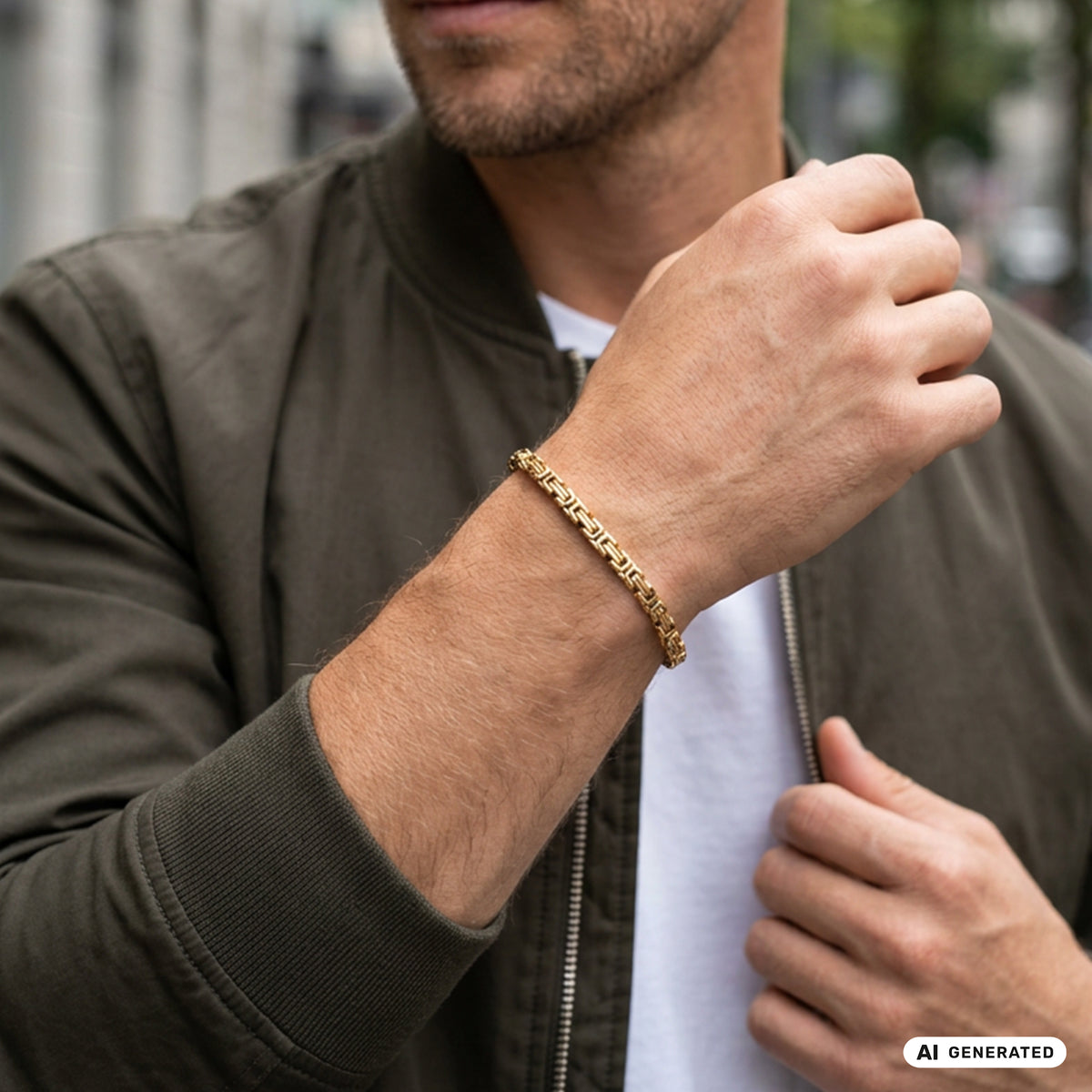 4mm king chain bracelet 21cm made of stainless steel 18K gold plated 