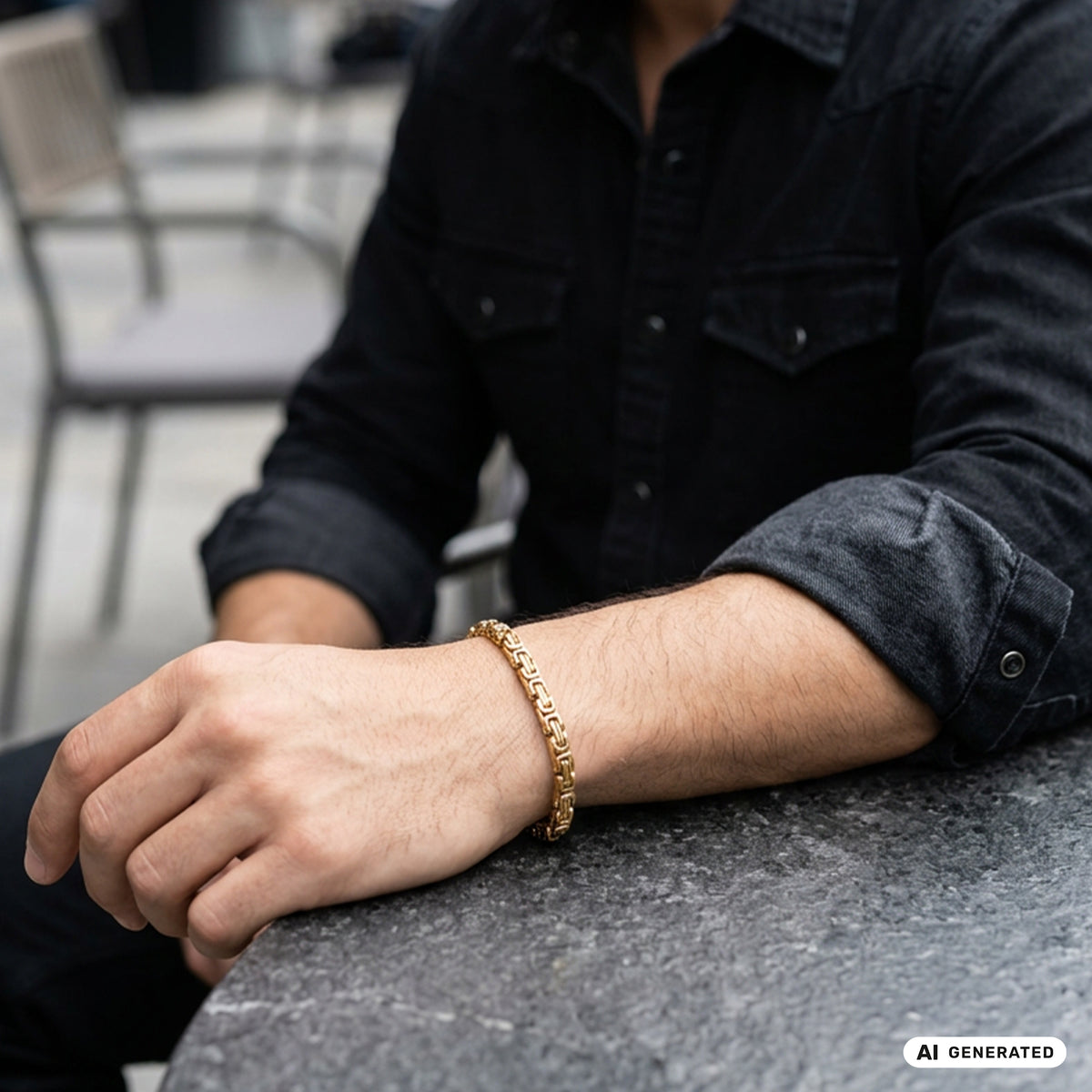 4mm king chain bracelet 21cm made of stainless steel 18K gold plated 