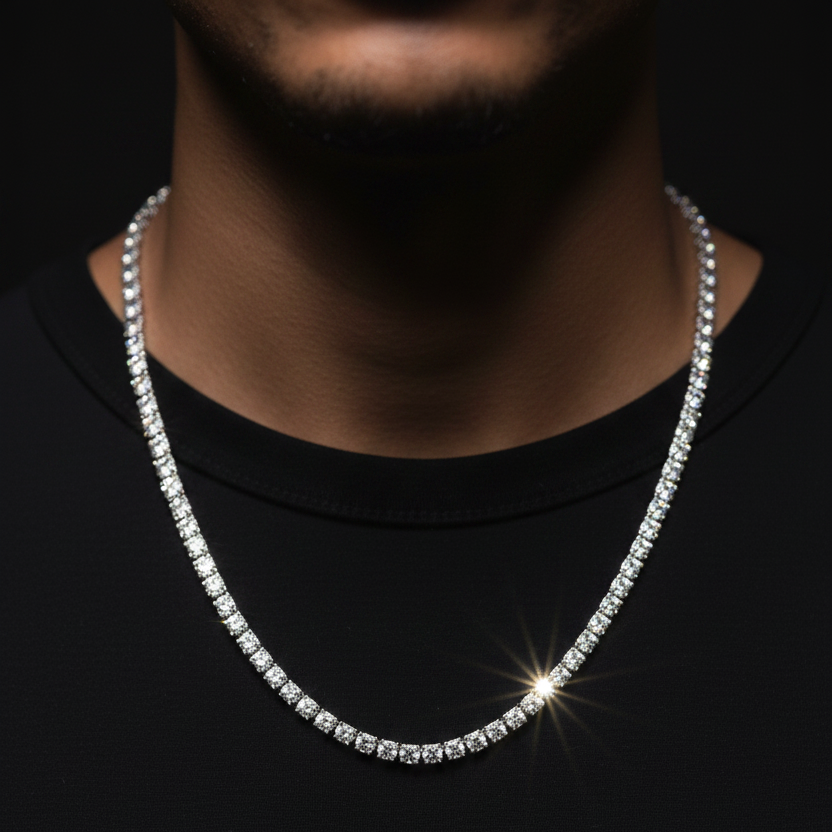 Tennis Chain Kette 4mm breit aus Edelstahl VVS