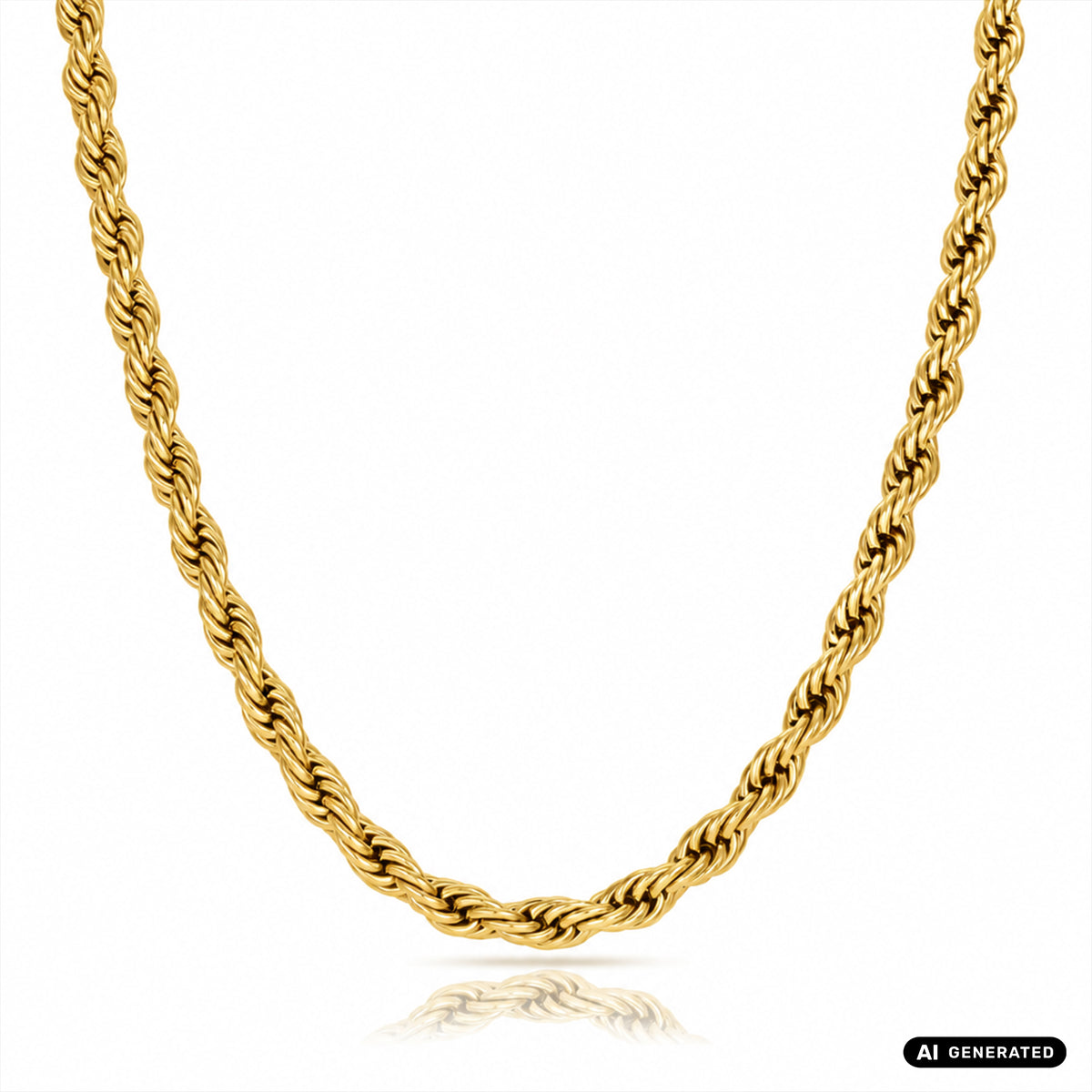 Set - Kette + Armband 7mm Kordelkette Rope Chain aus Edelstahl vergoldet - Taipan Schmuck