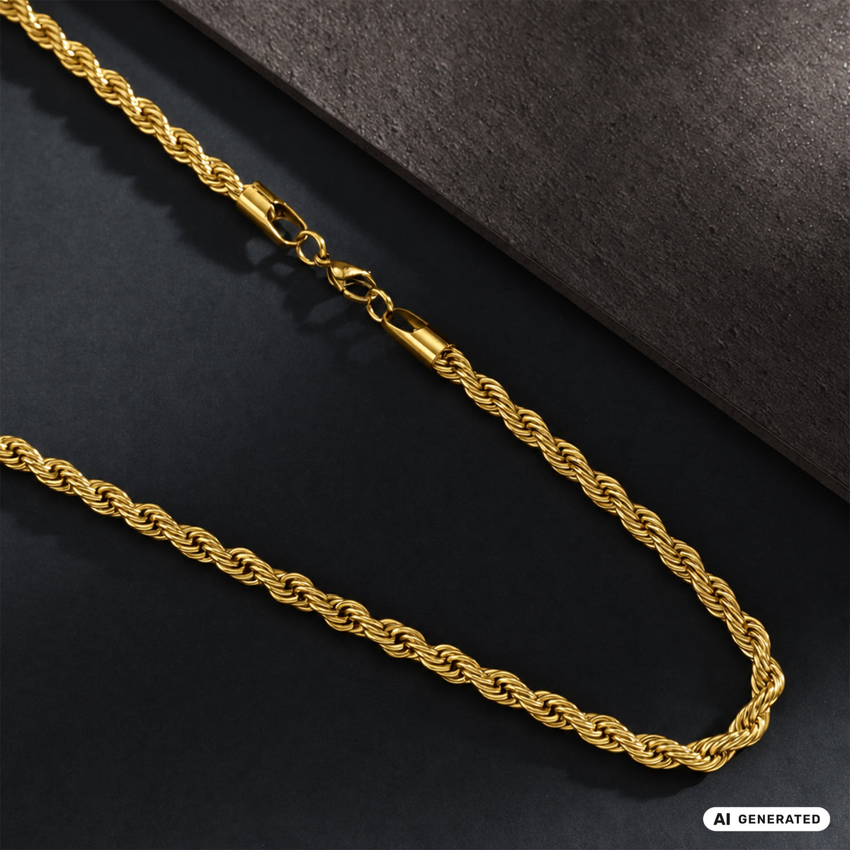 Set - Kette + Armband 5mm Kordelkette Rope Chain aus Edelstahl vergoldet