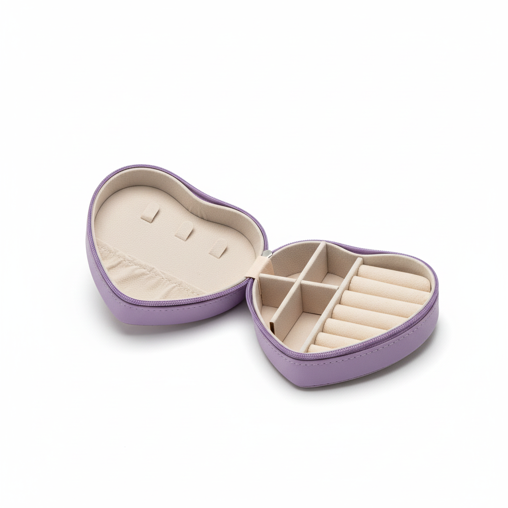 Herzförmige Schmuckbox - schräge Draufsicht