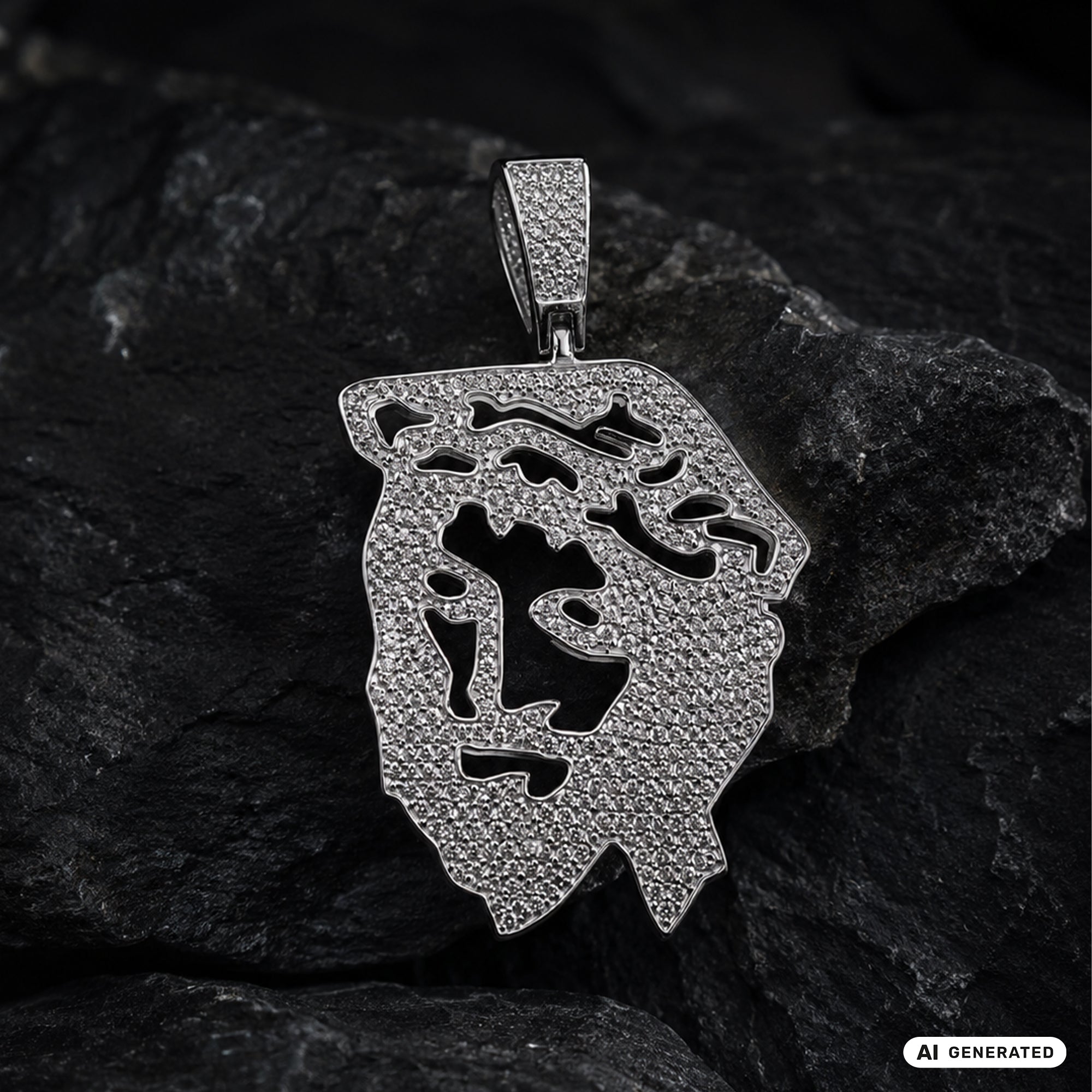 Jesus Iced Out Stil Anhänger aus 925 Sterlingsilber