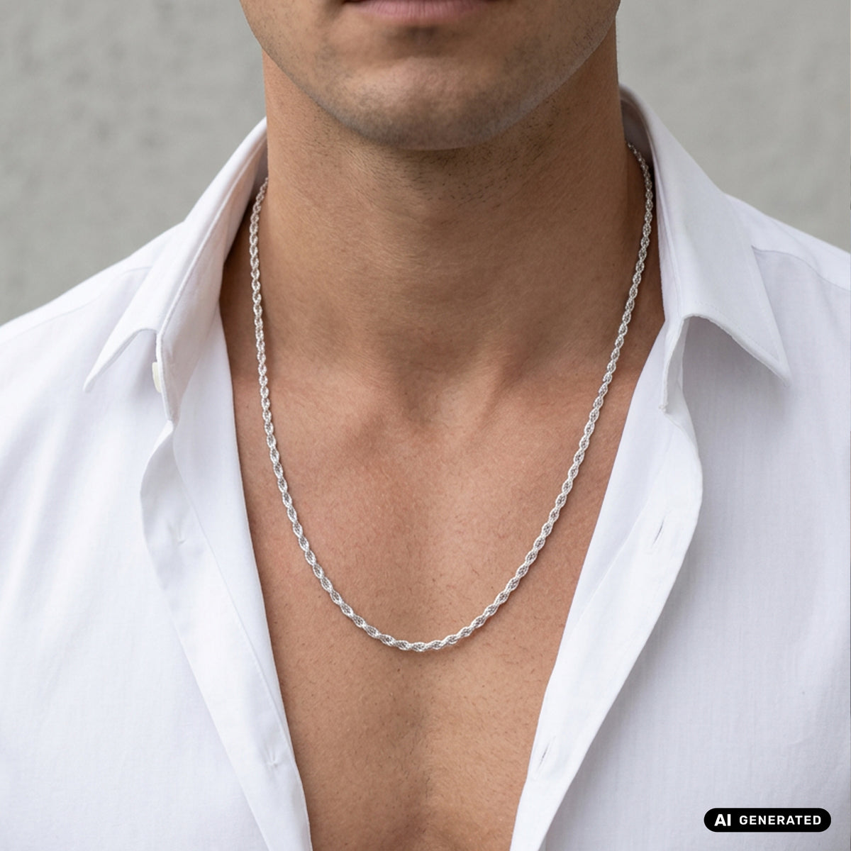 Kordelkette 2,3mm aus 925 Silber – Rope Chain diamantiert