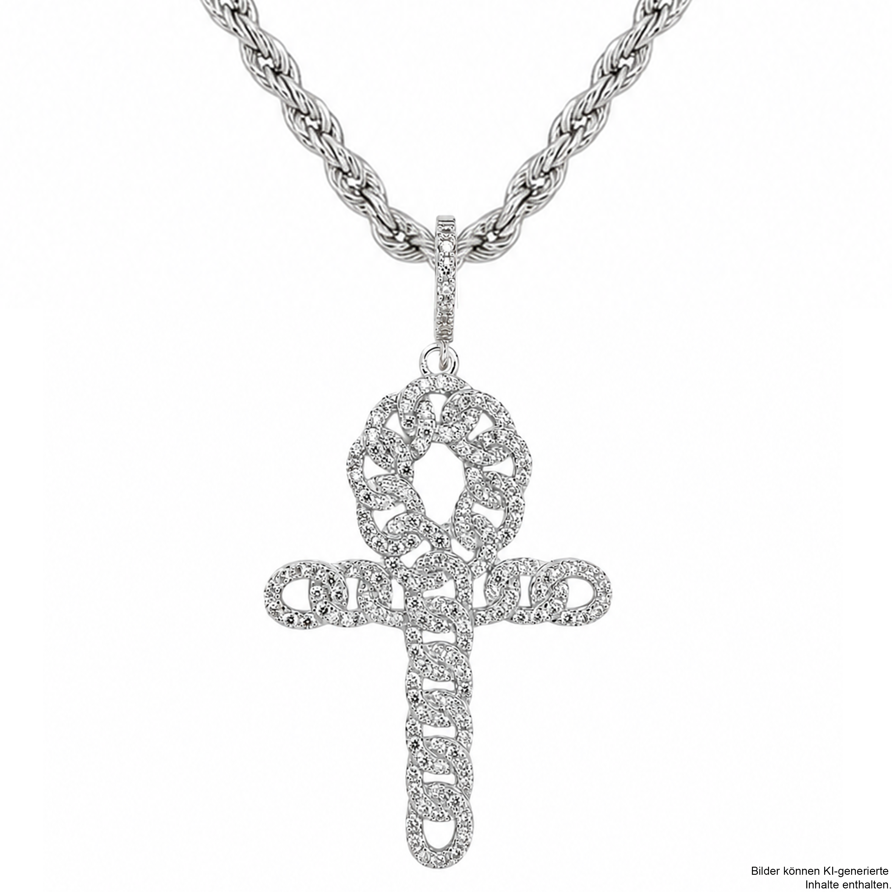 Kreuz Anhänger iced out aus 925 Sterlingsilber