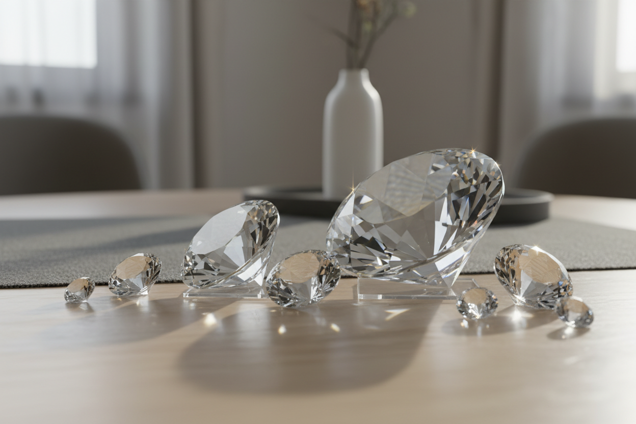 Kristall-Diamanten als Tischdekoration