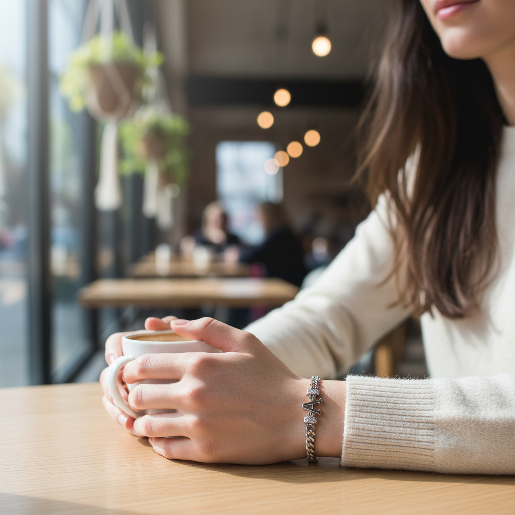 Lifestyle-Aufnahme Buchstabenarmband