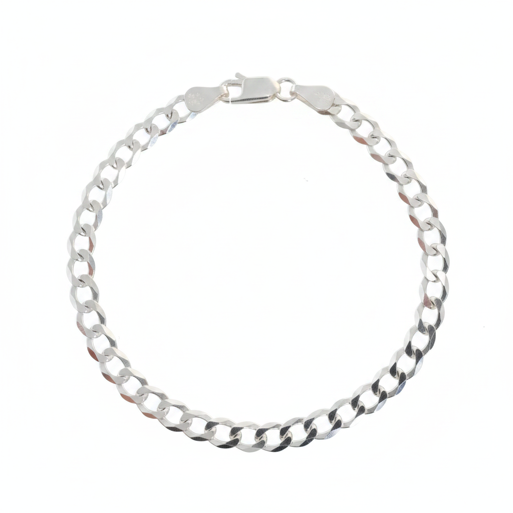5mm Flache Panzerkette Armband aus 925 Sterlingsilber
