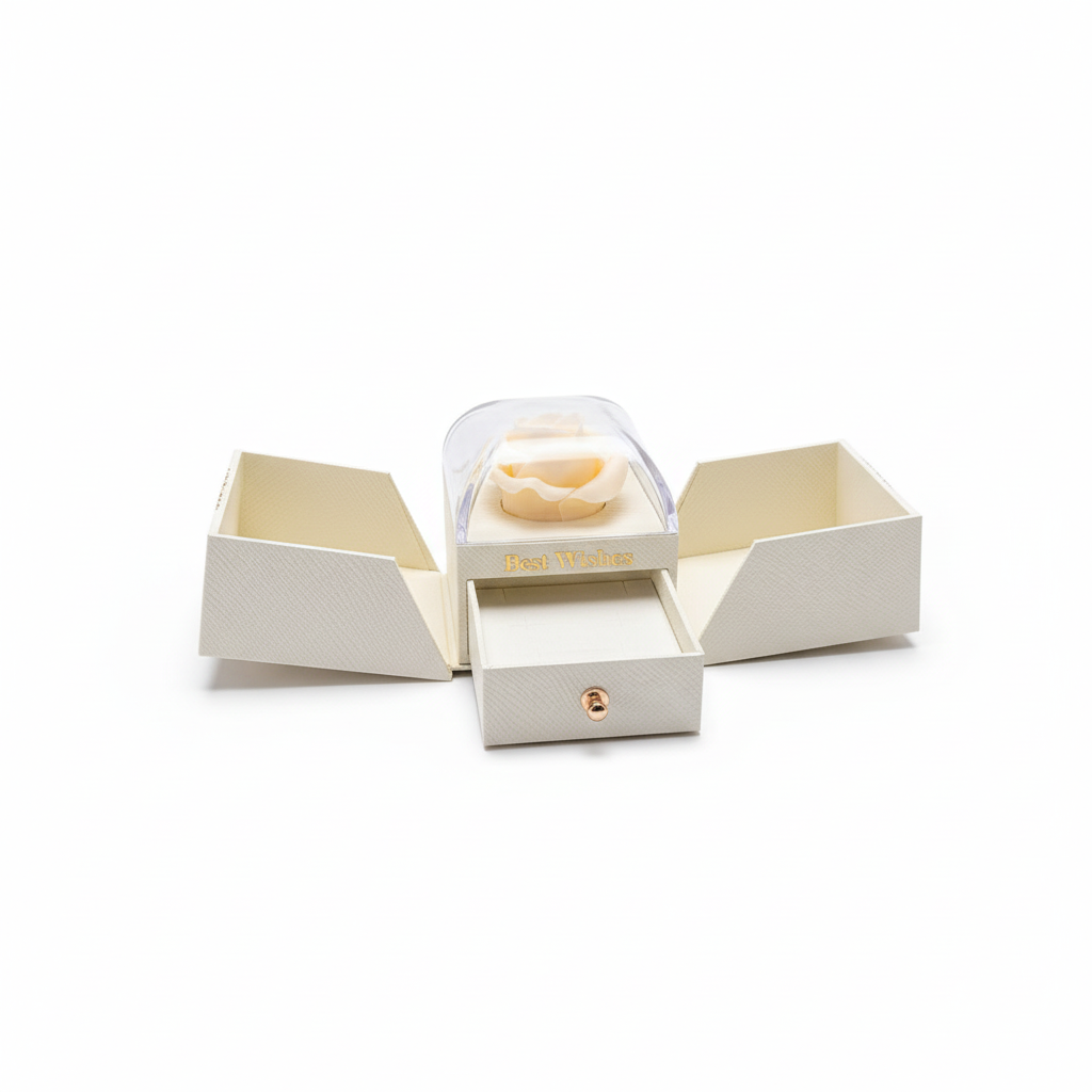 Professionelles Produktbild der Schmuckverpackung "Best Wishes" geöffnet