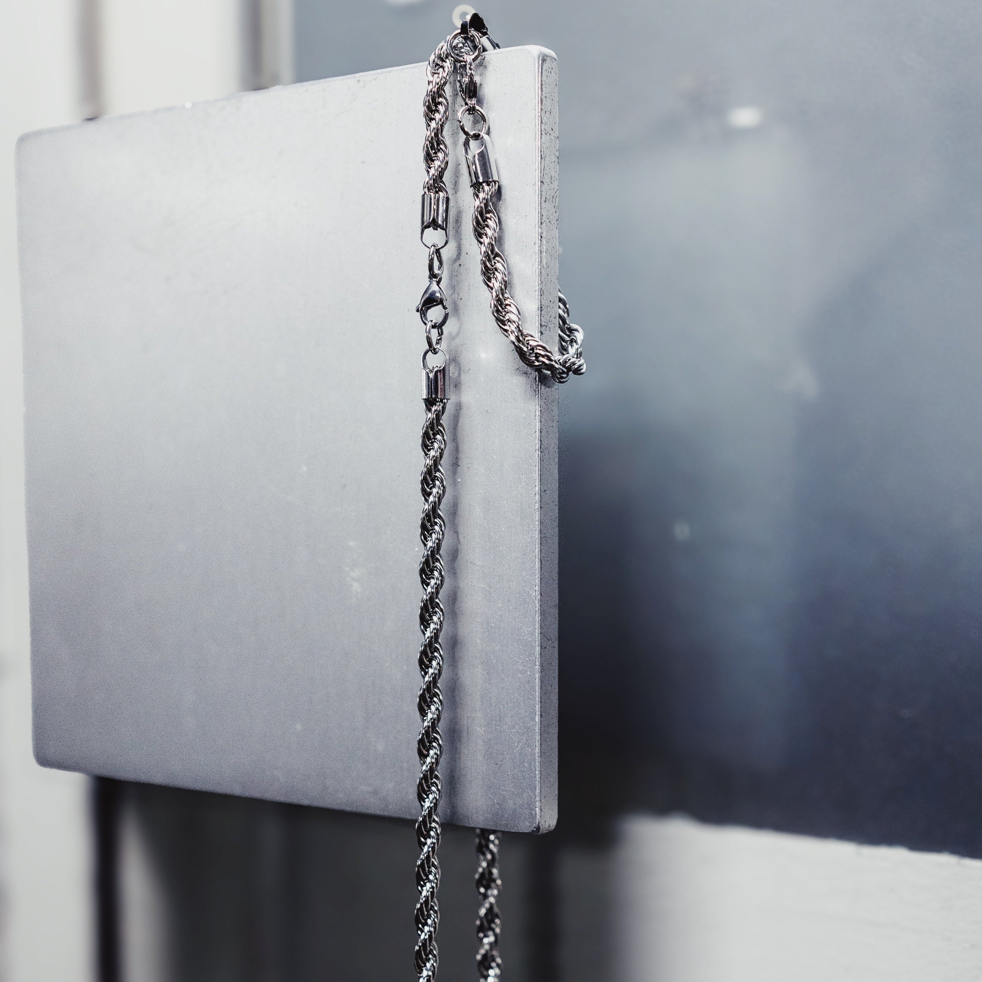 Set - Kette + Armband 7mm Kordelkette Rope Chain aus Edelstahl