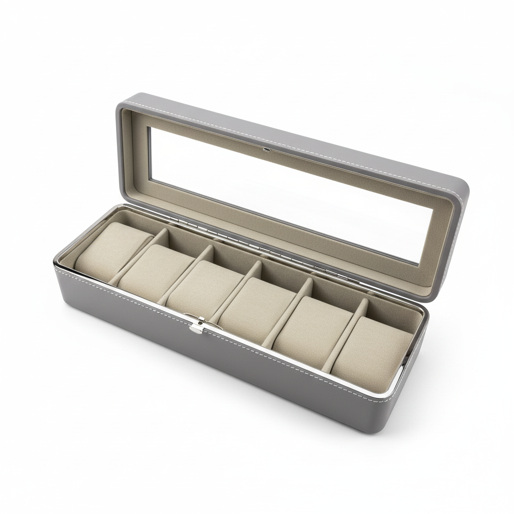 Studio-Produktbild geöffnete Uhrenbox mit dezentem Verschluss