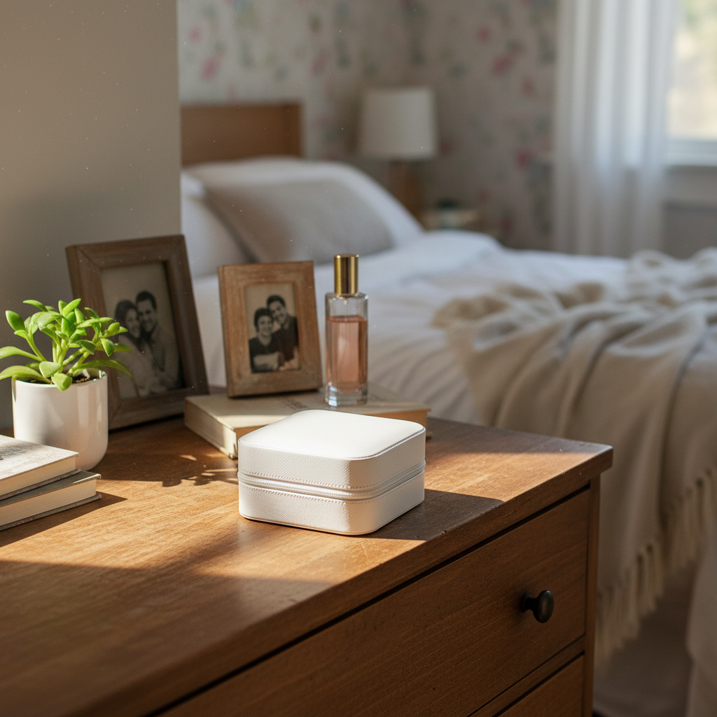 Weiße Schmuckbox im Frauenzimmer