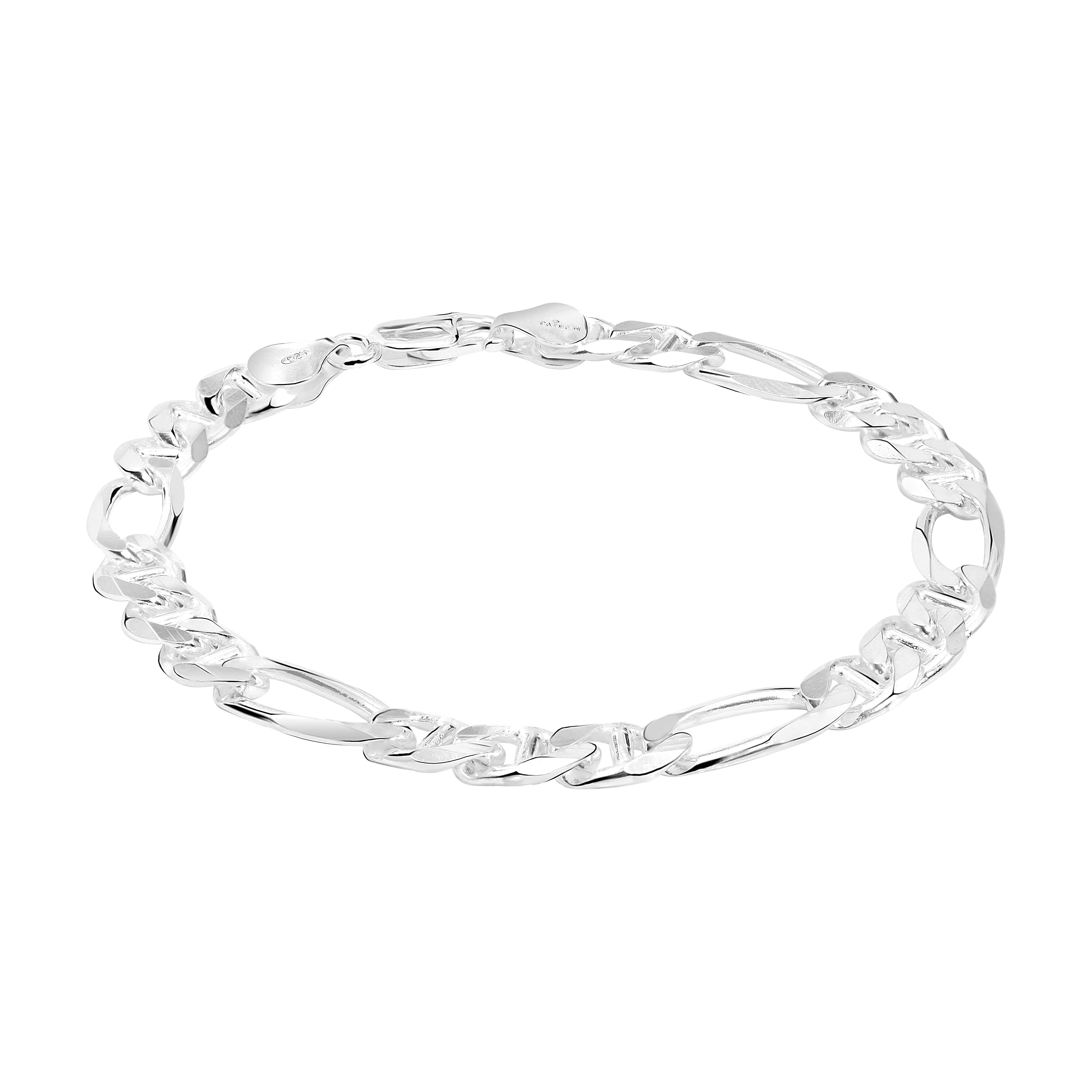 Figarucci Armband 7mm breit 19cm lang aus 925 Sterling Silber (B305) - Taipan Schmuck