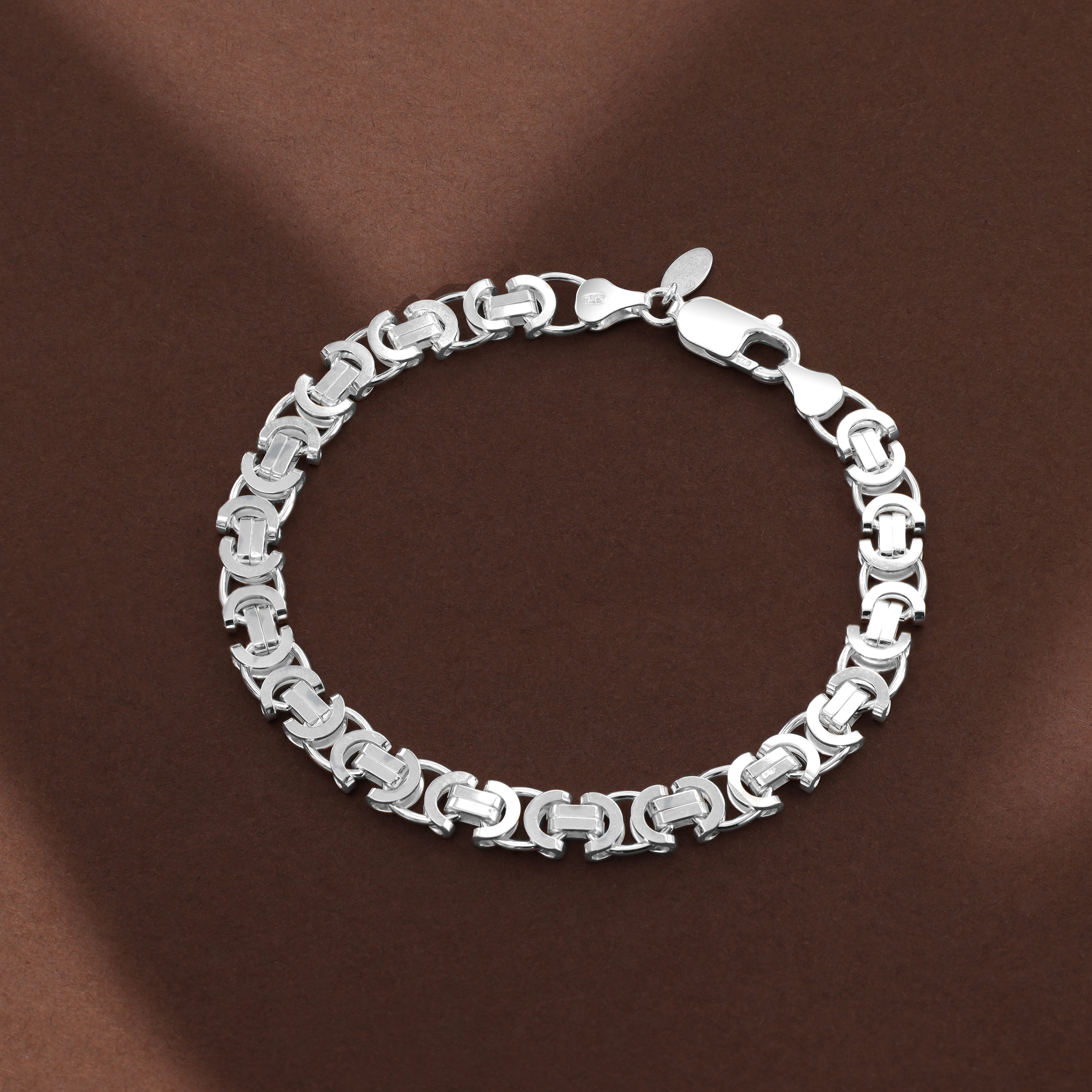 Flache Königskette Armband Etrusker Kette 7,3mm breit 21cm lang aus 925 Sterling Silber (B332) - Taipan Schmuck