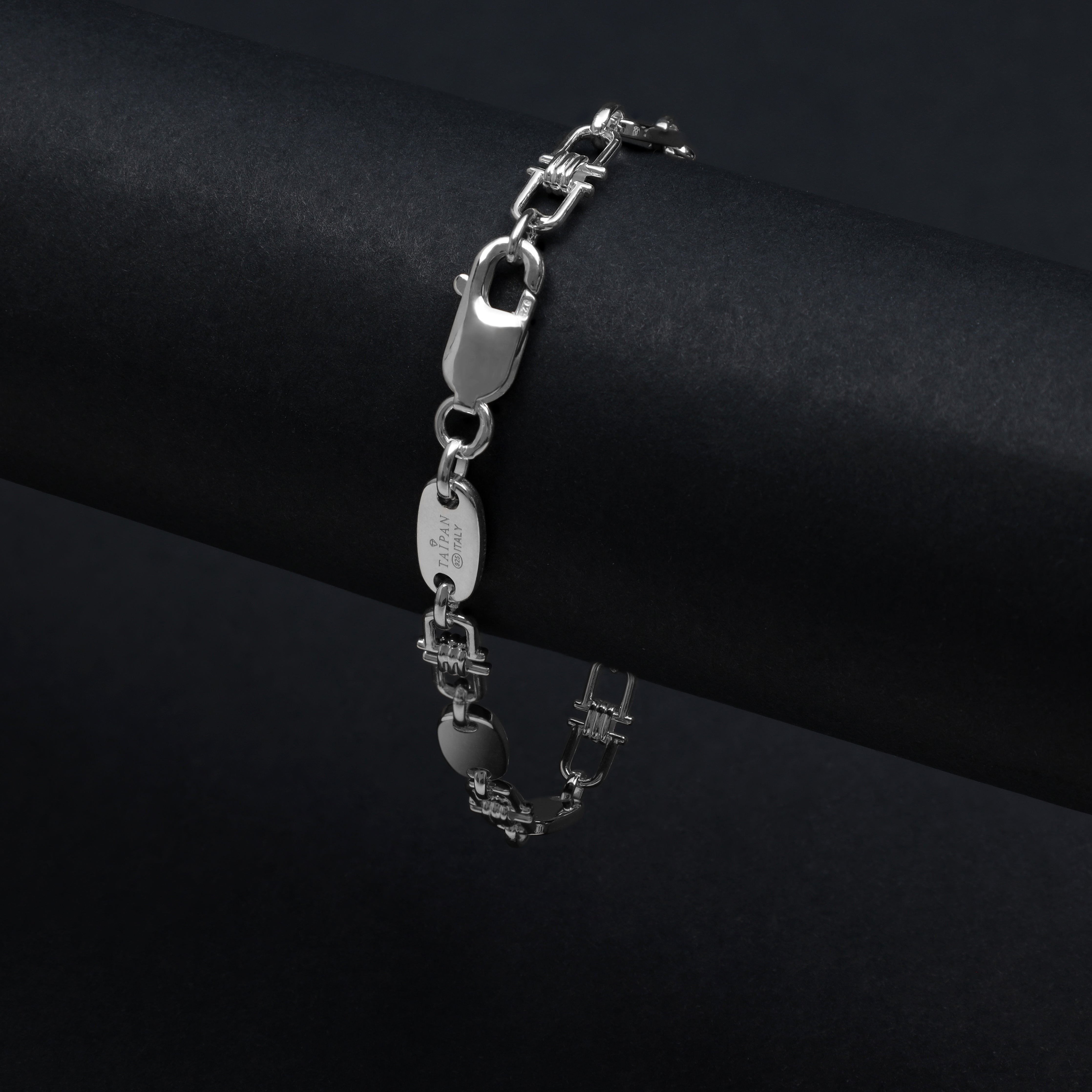 Plattenkette Armband 6mm breit 19/21cm lang aus 925 Sterling Silber - Taipan Schmuck