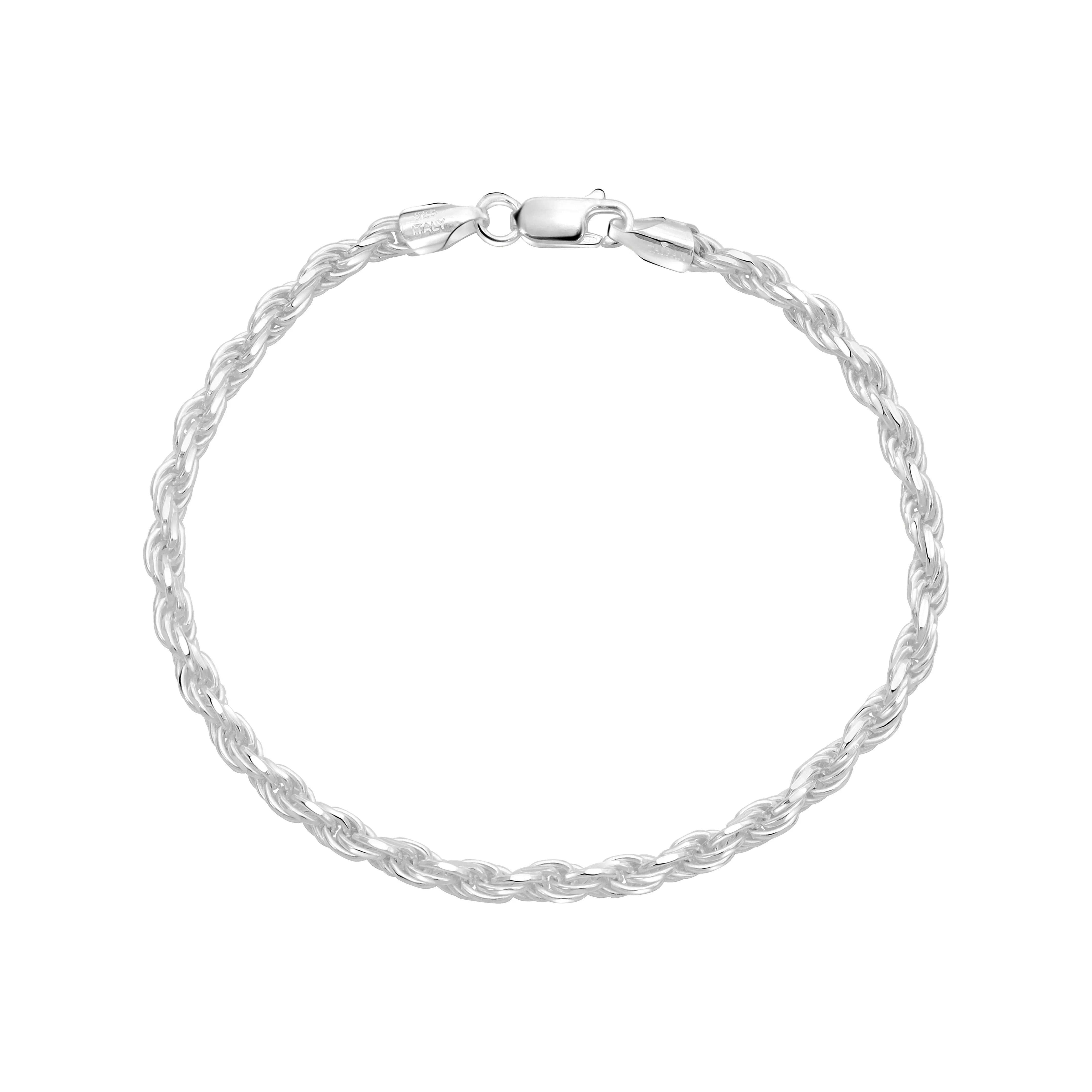 Kordelkette Rope Chain Armband 3,5mm breit 19cm lang 925 Sterling Silber (B372) - Taipan Schmuck