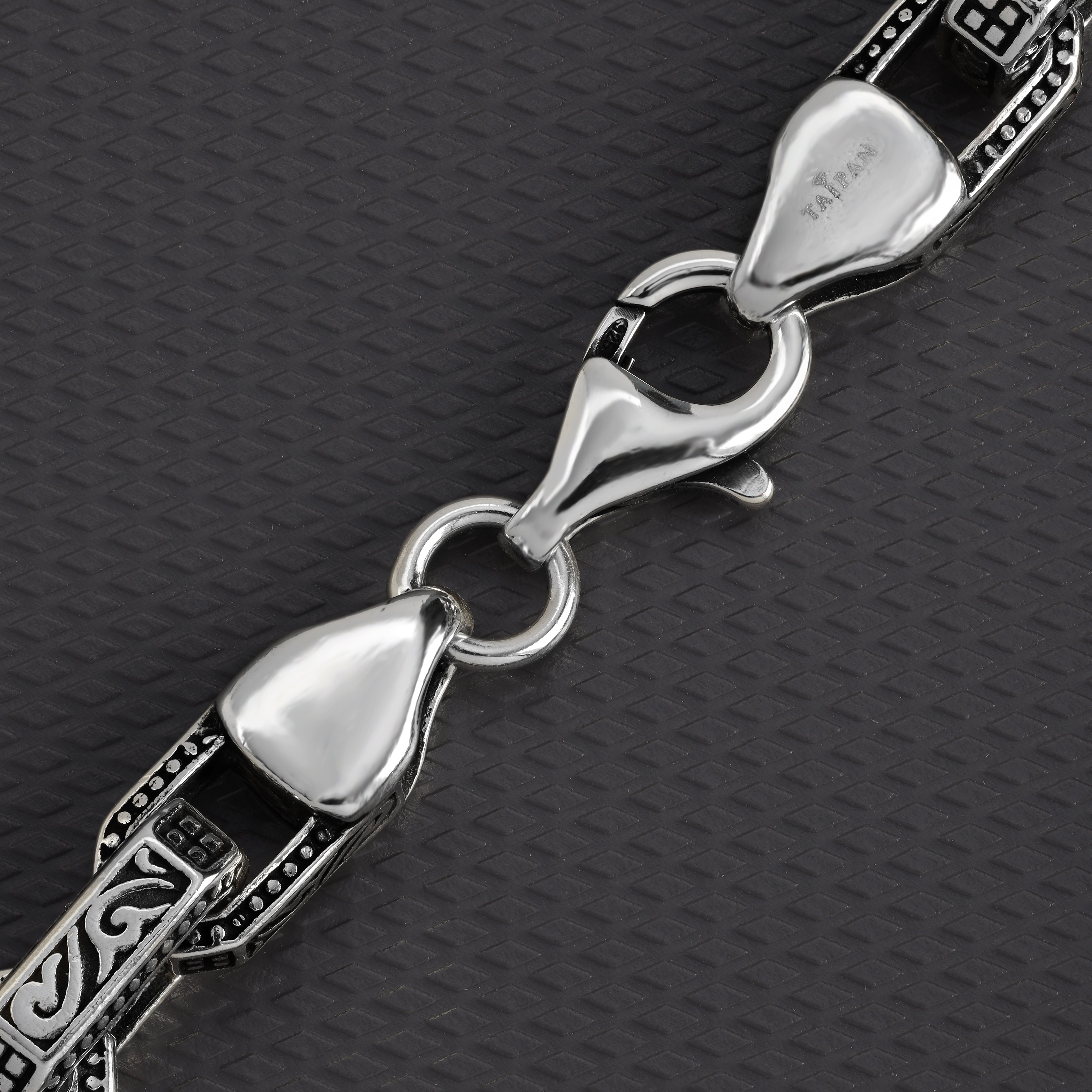 Ankerkette Armband mit Gravur 7mm breit 22cm lang 925 Sterling Silber oxidiert (B404) - Taipan Schmuck
