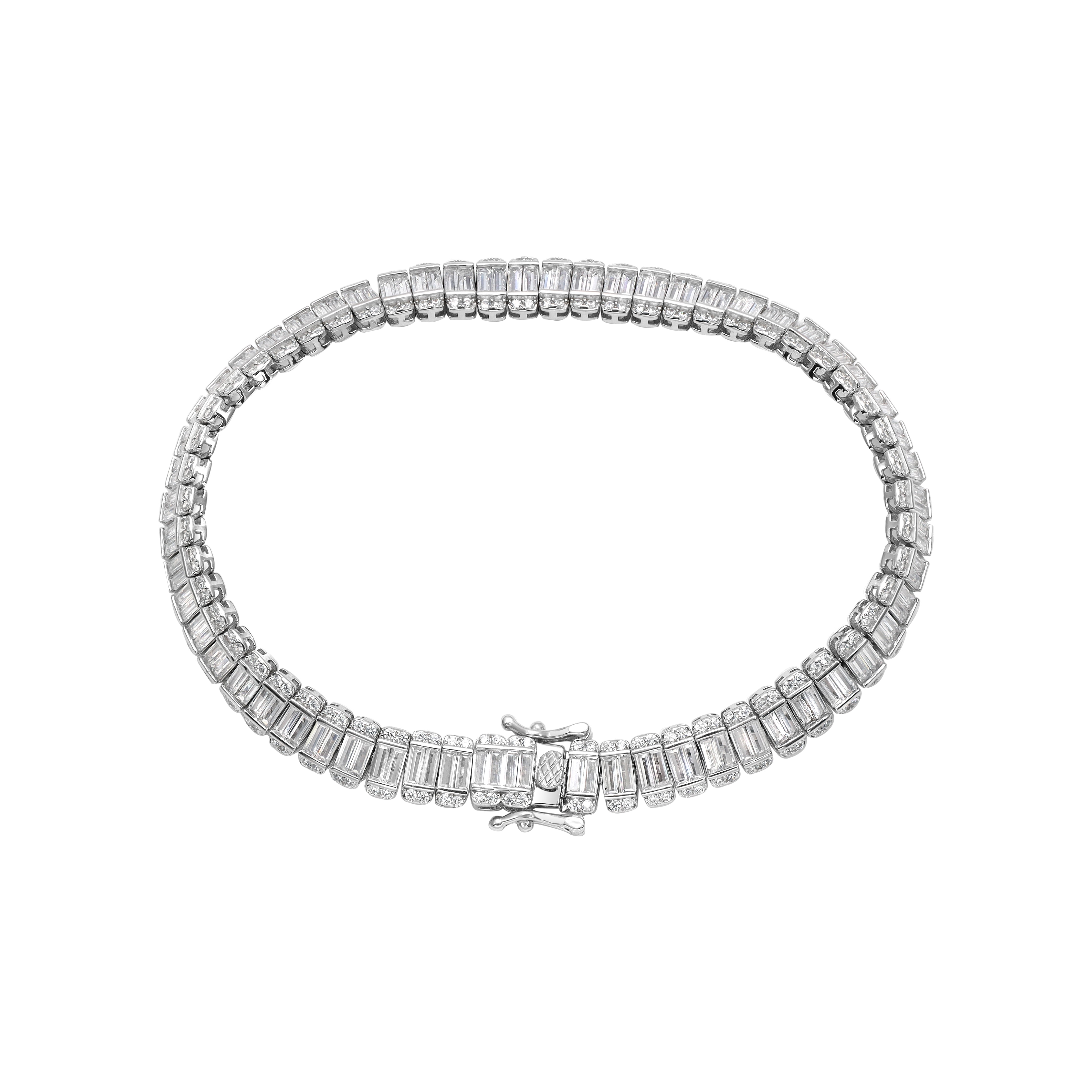 Iced Out Tennis chain bracelet Armband 21cm lang 7mm breit aus 925 Sterlingsilber (B423) - Taipan Schmuck