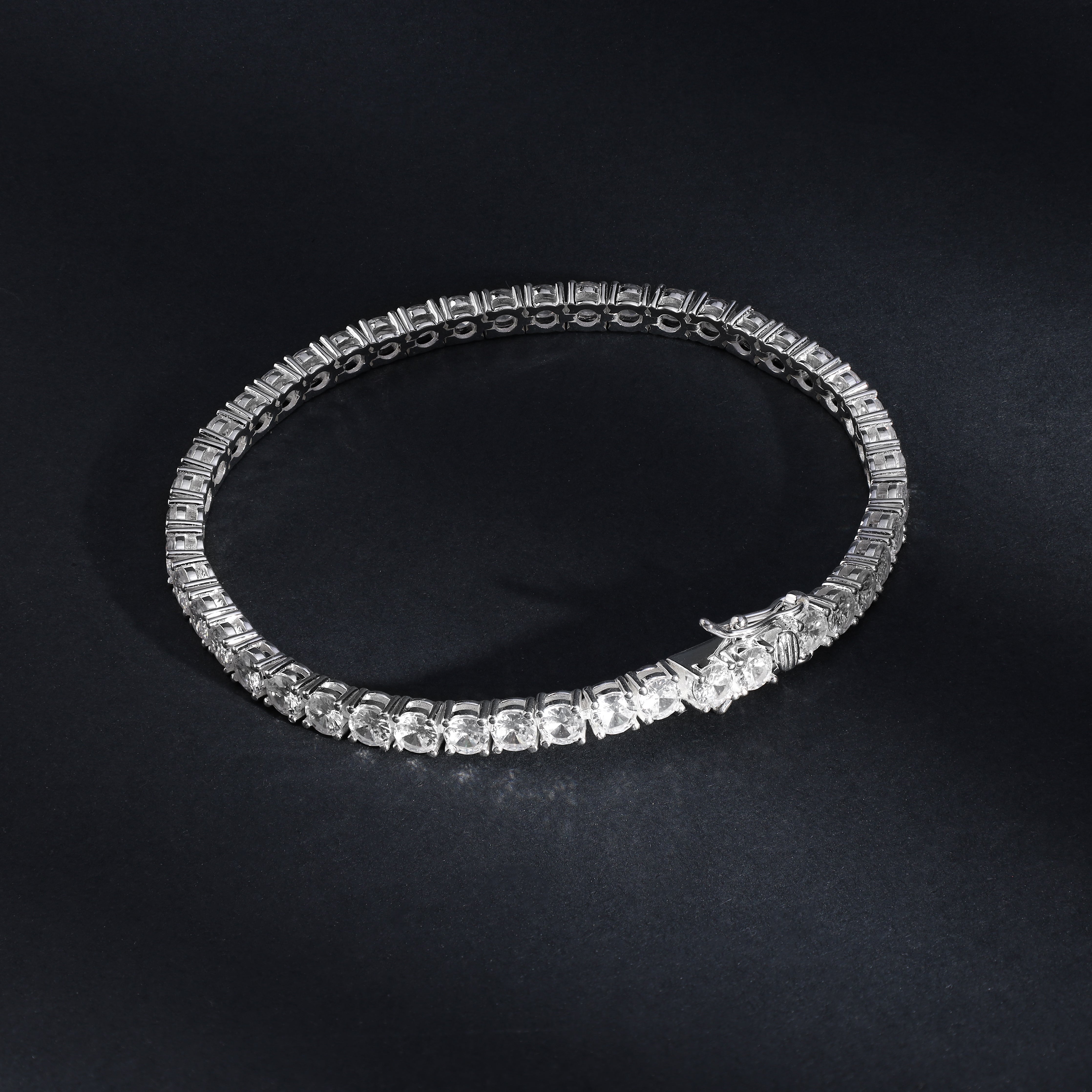 Iced Out Tennis chain bracelet Armband 17cm lang 4mm breit aus 925 Sterlingsilber (B458) - Taipan Schmuck