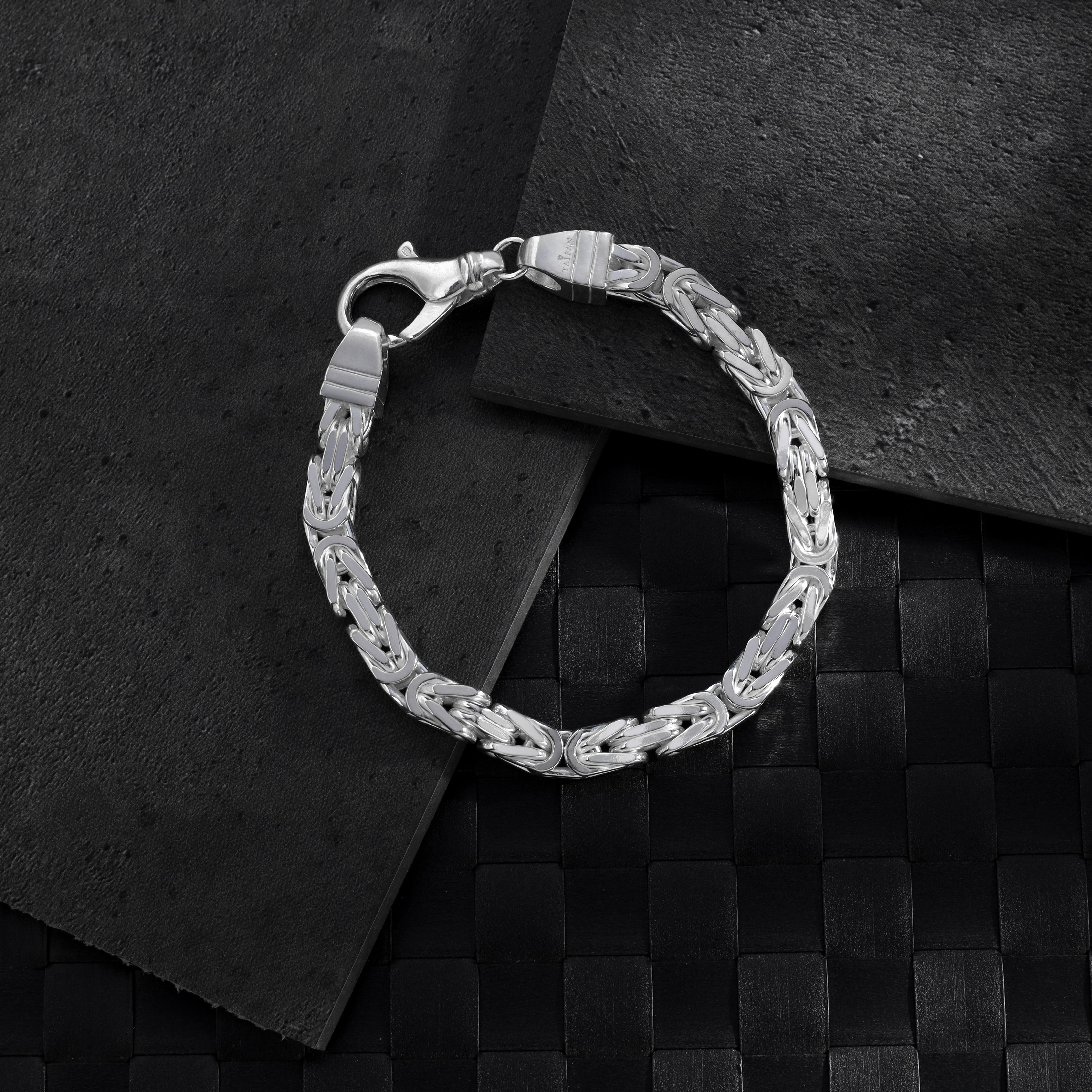 Königskette vierkant Armband Königsarmband 6,5mm breit 22cm lang aus 925 Sterling Silber (B461) - Taipan Schmuck
