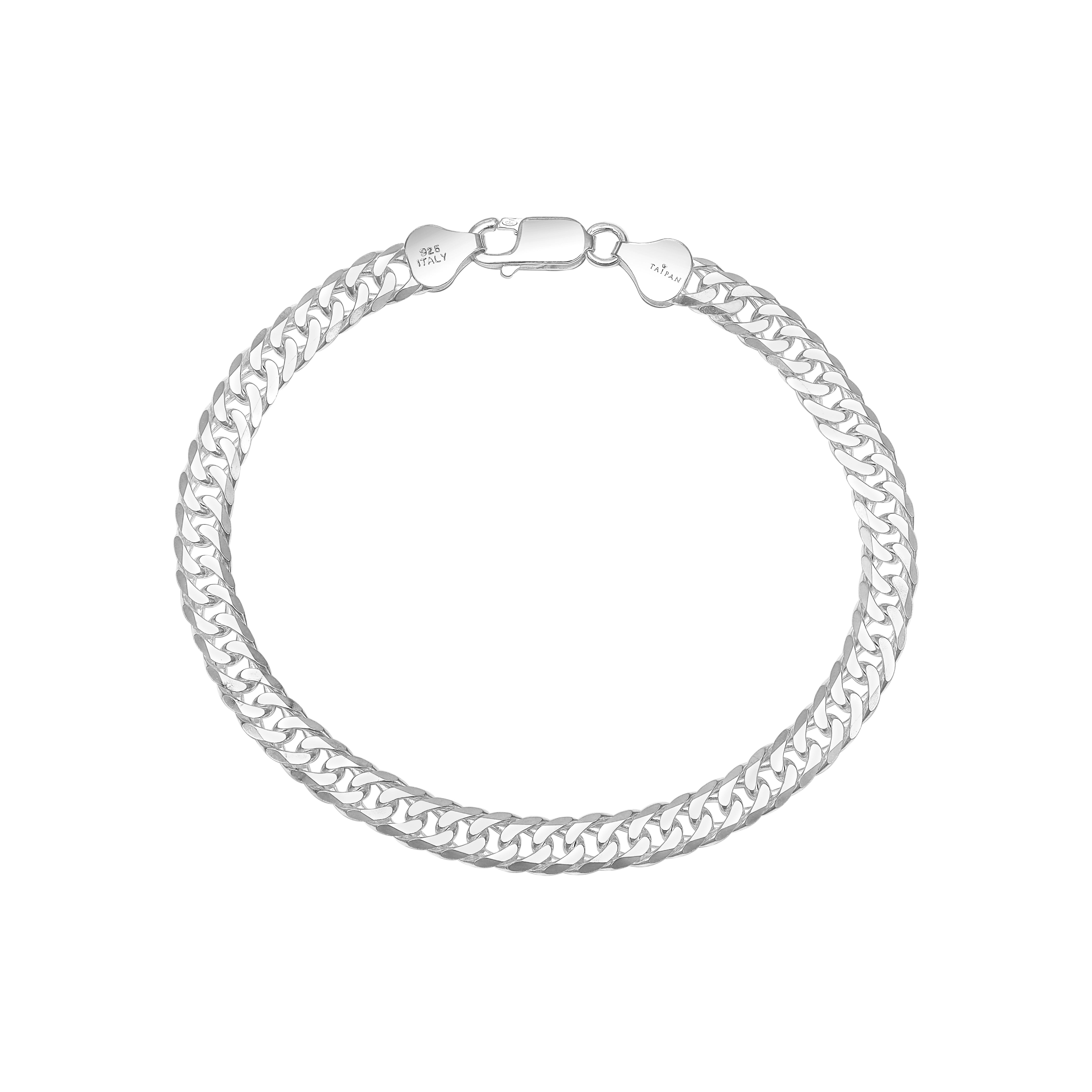 Doppel Panzerkette Armband 6mm breit 19cm lang 925 Sterling Silber (B476) - Taipan Schmuck