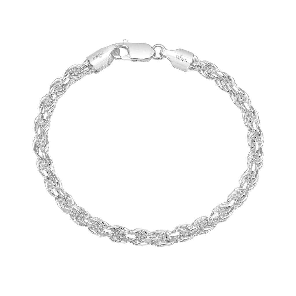 Kordelkette Armband 5mm aus 925 Silber – diamantiert