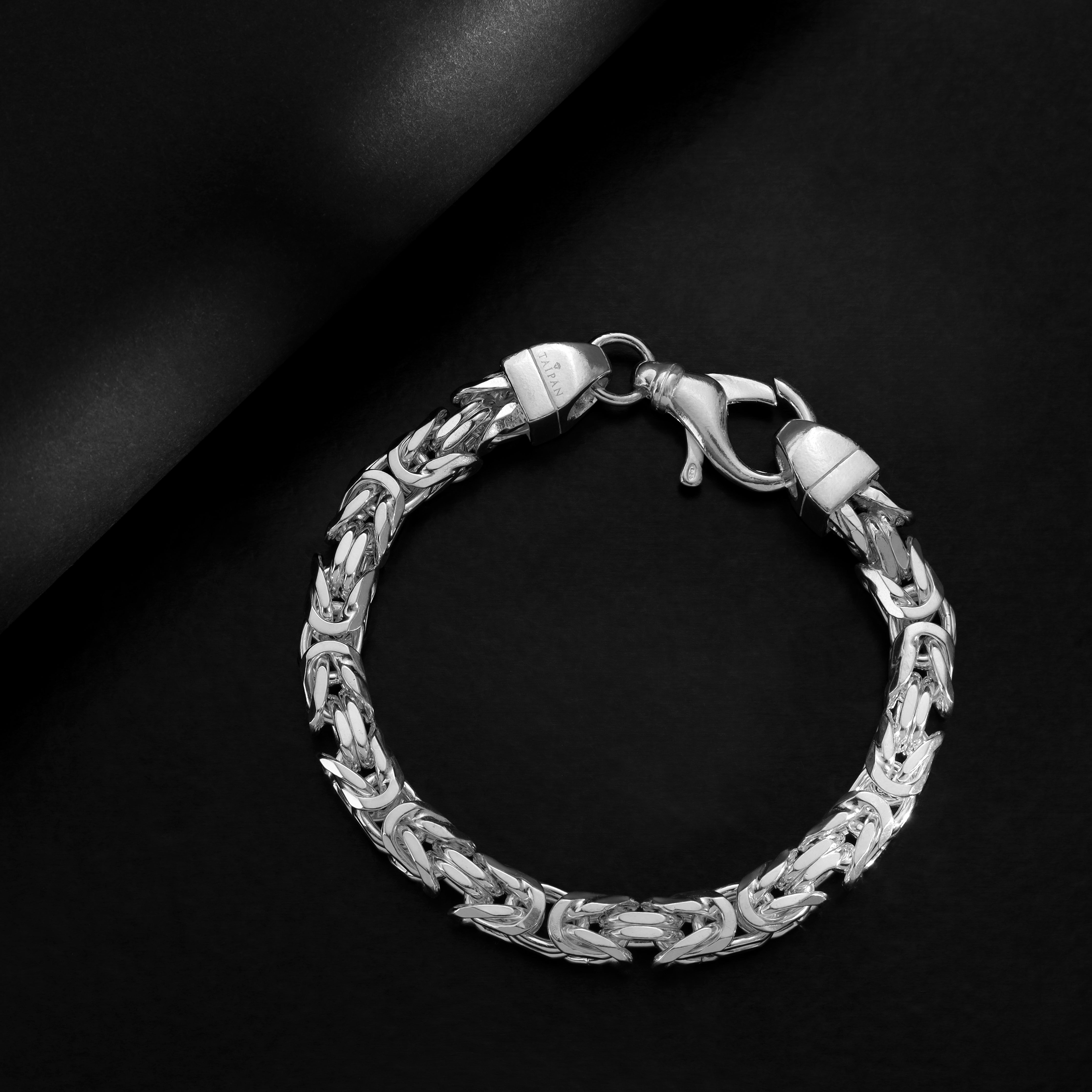 Königskette achtkant Armband Königsarmband 7,5mm breit 22cm lang aus 925 Sterling Silber (B522) - Taipan Schmuck
