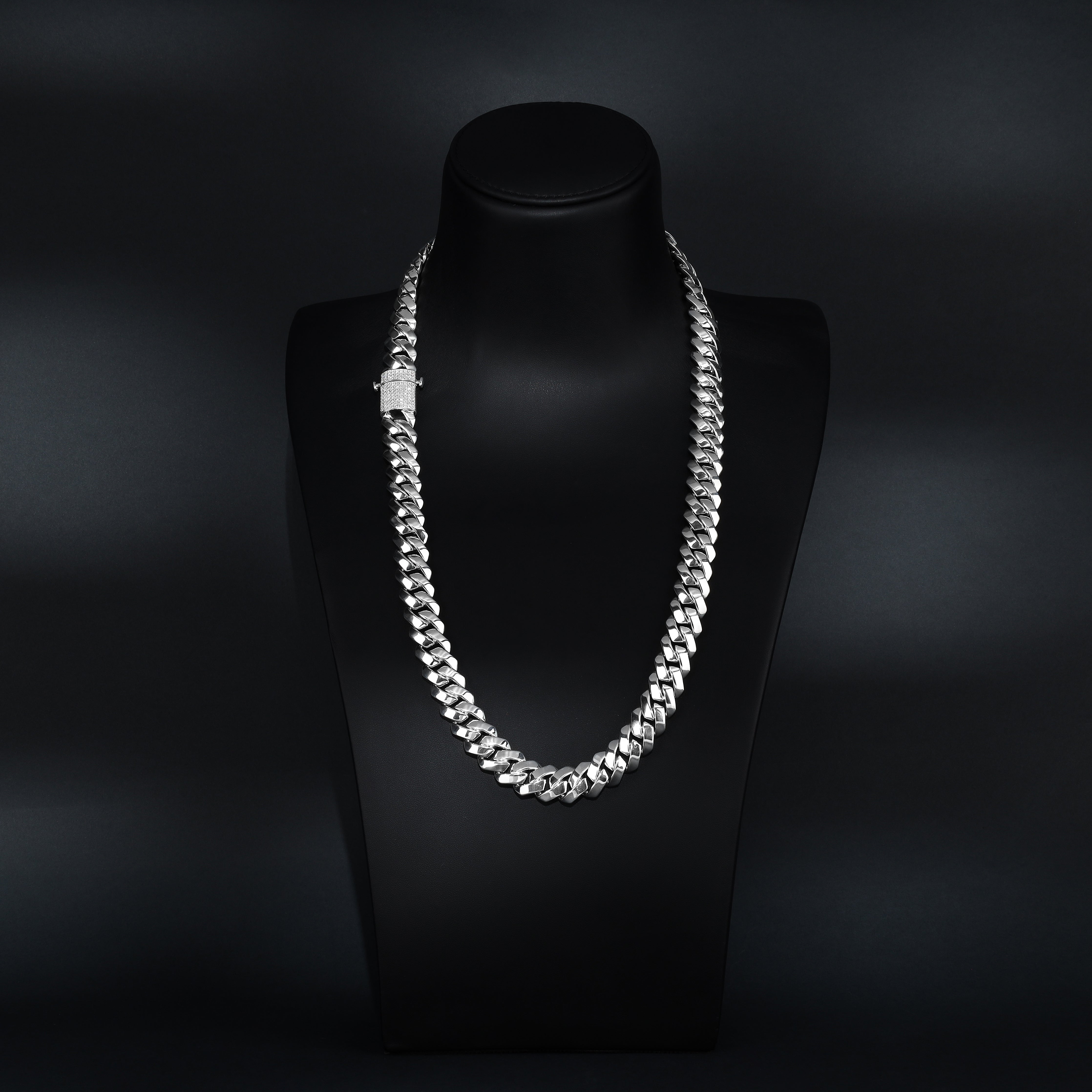Iced Out Stil Miami Cuban Link Chain 15mm breit 925 Sterling Silber - Taipan Schmuck