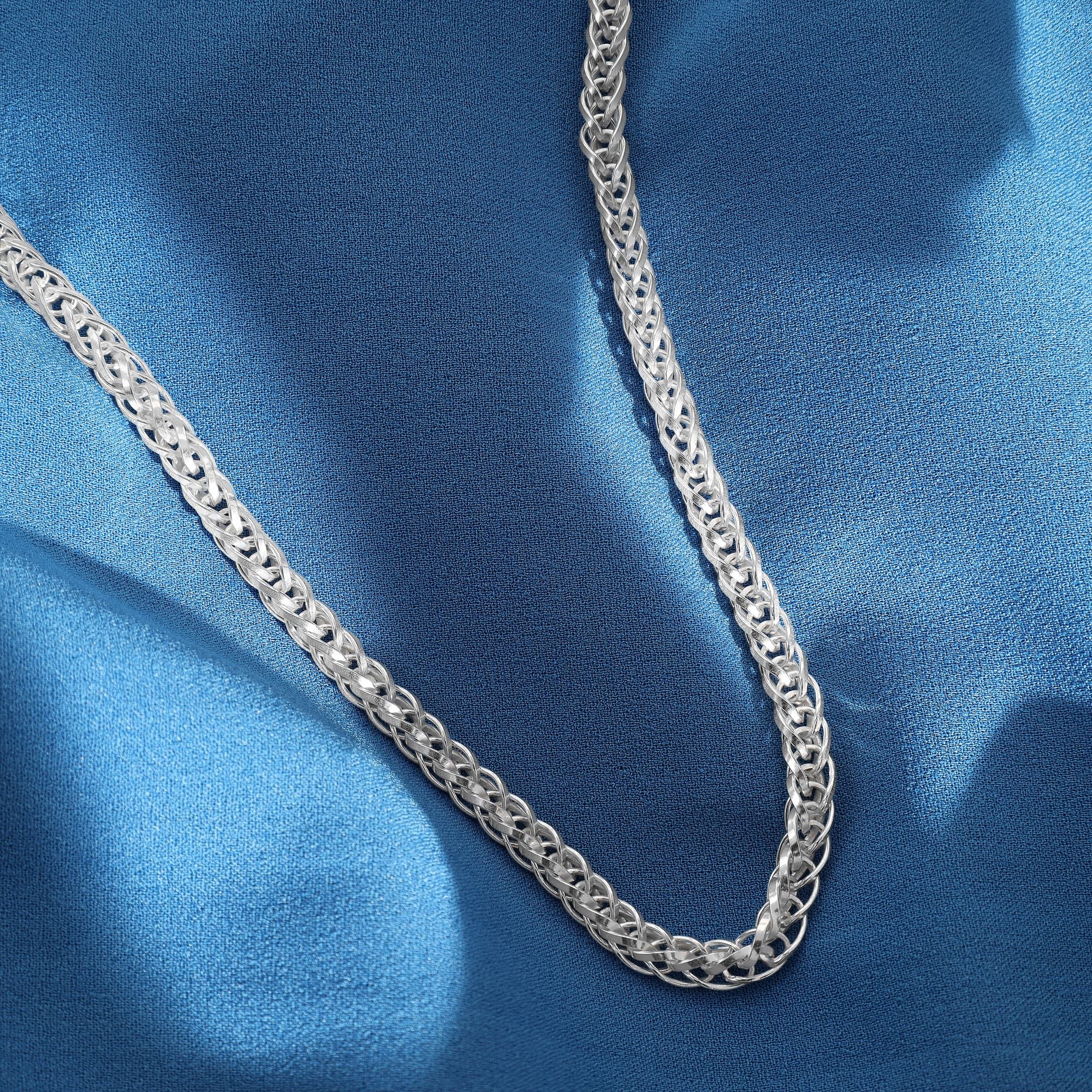 Zopfkette 55cm lang 5mm breit aus 925 Sterlingsilber (K684) - Taipan Schmuck