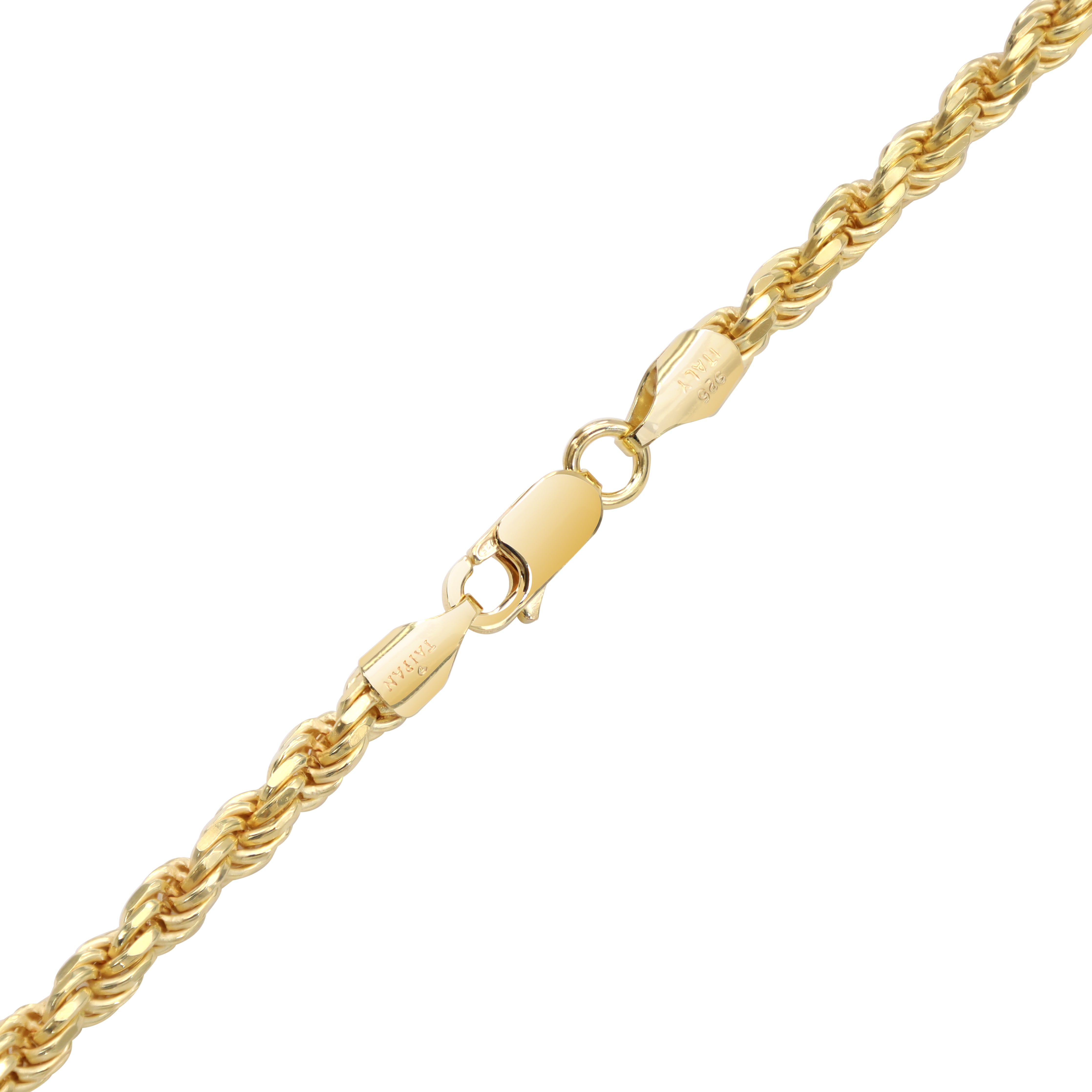 Vergoldete Rope Chain Kordelkette 4mm breit 55cm lang aus 925 Sterlingsilber (K688) - Taipan Schmuck