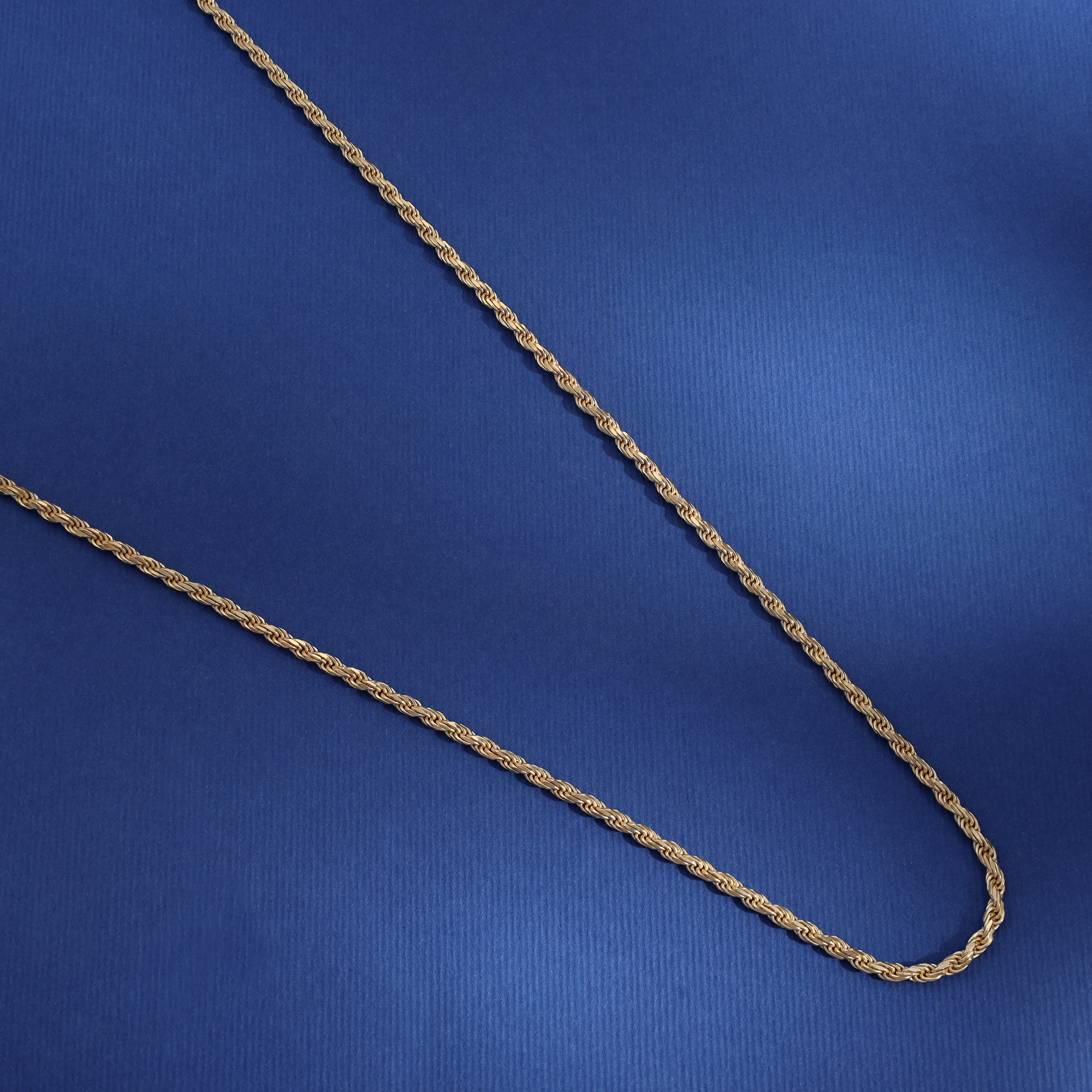 Vergoldete Kordelkette Rope Chain 2,3mm 55cm lang 925 Sterling Silber (K807) - Taipan Schmuck
