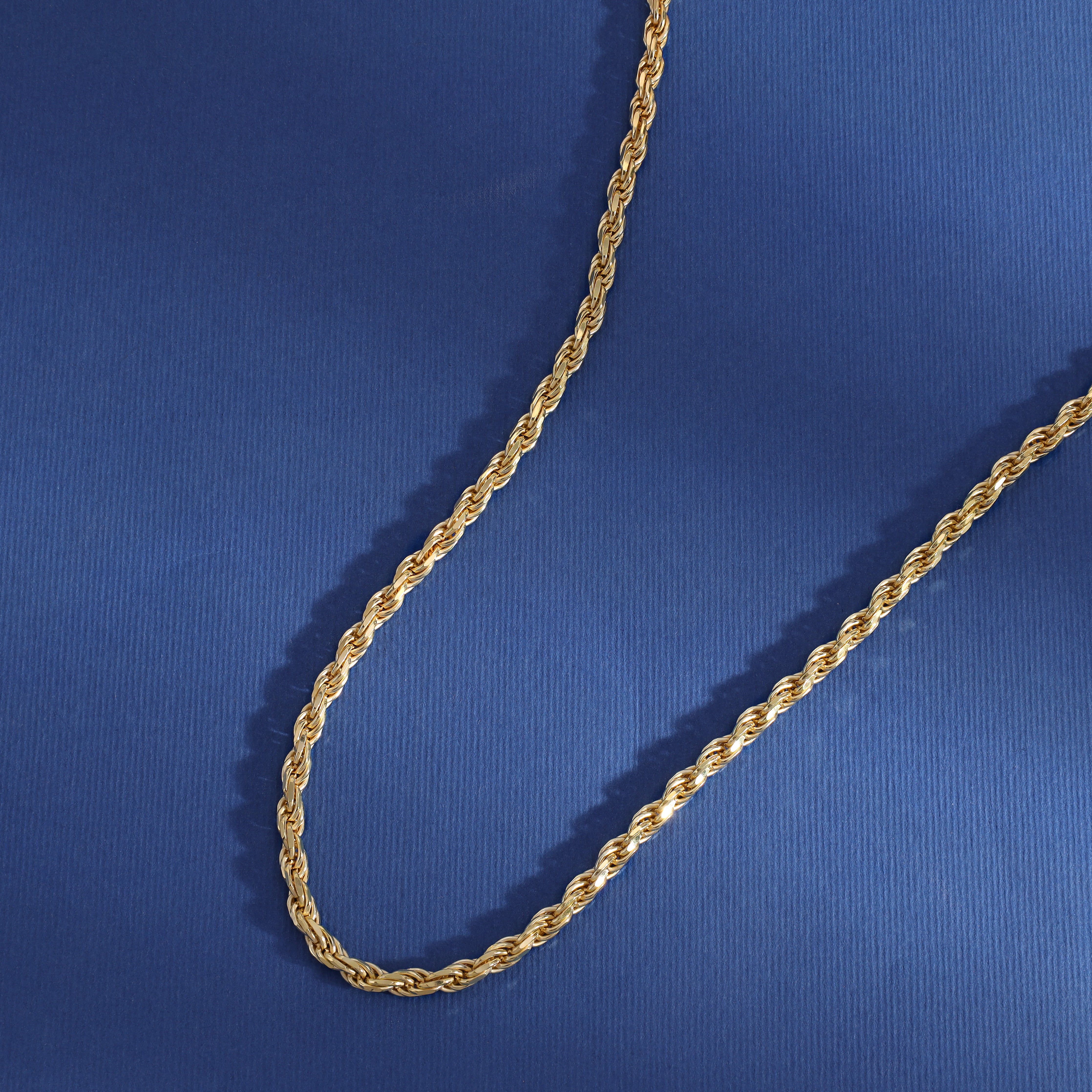 Kordelkette Rope Chain Vergoldet 4mm breit 50cm lang 925 Sterling Silber (K846) - Taipan Schmuck