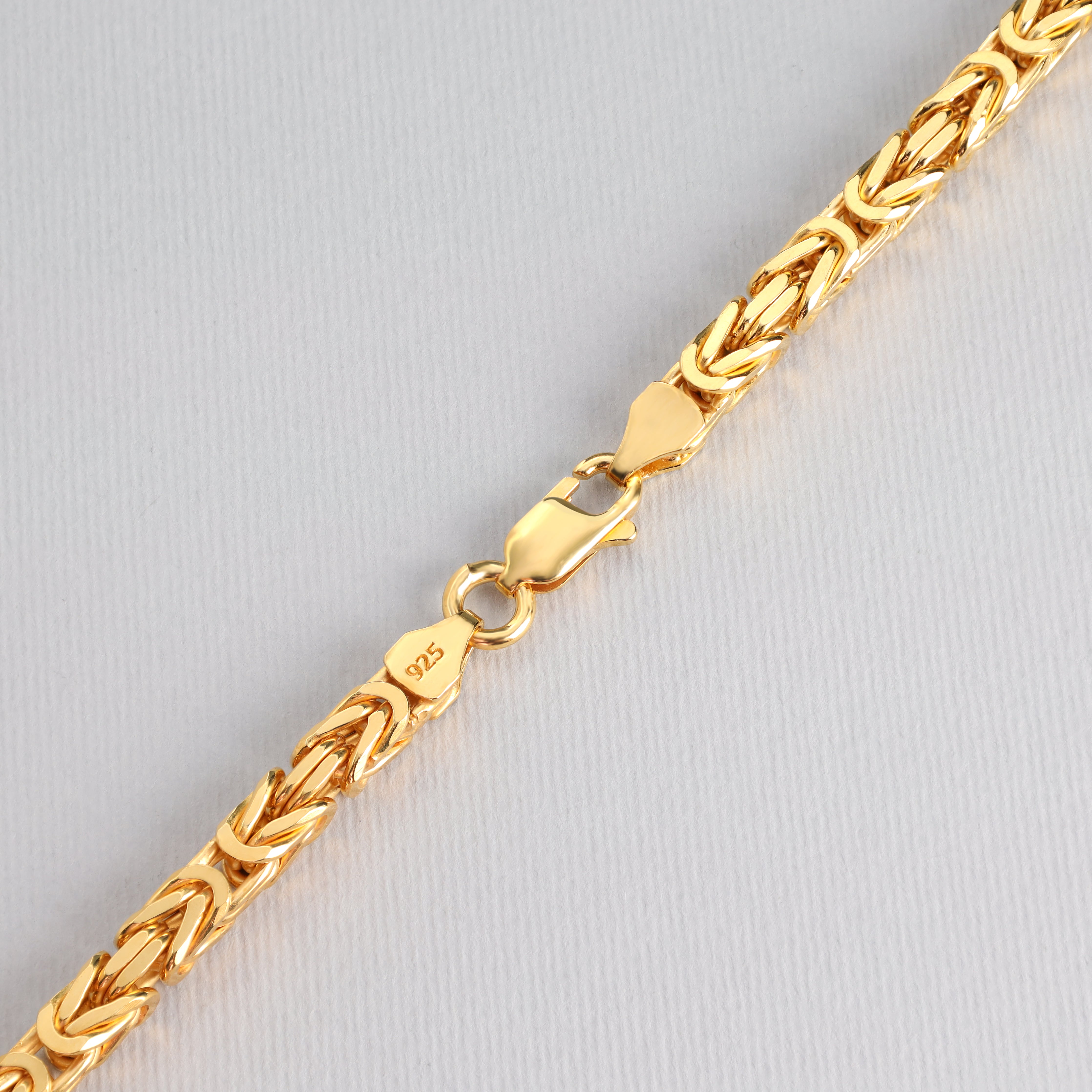 Königskette vierkant vergoldet 5mm breit 65cm lang 925 Sterling Silber (K944G) - Taipan Schmuck