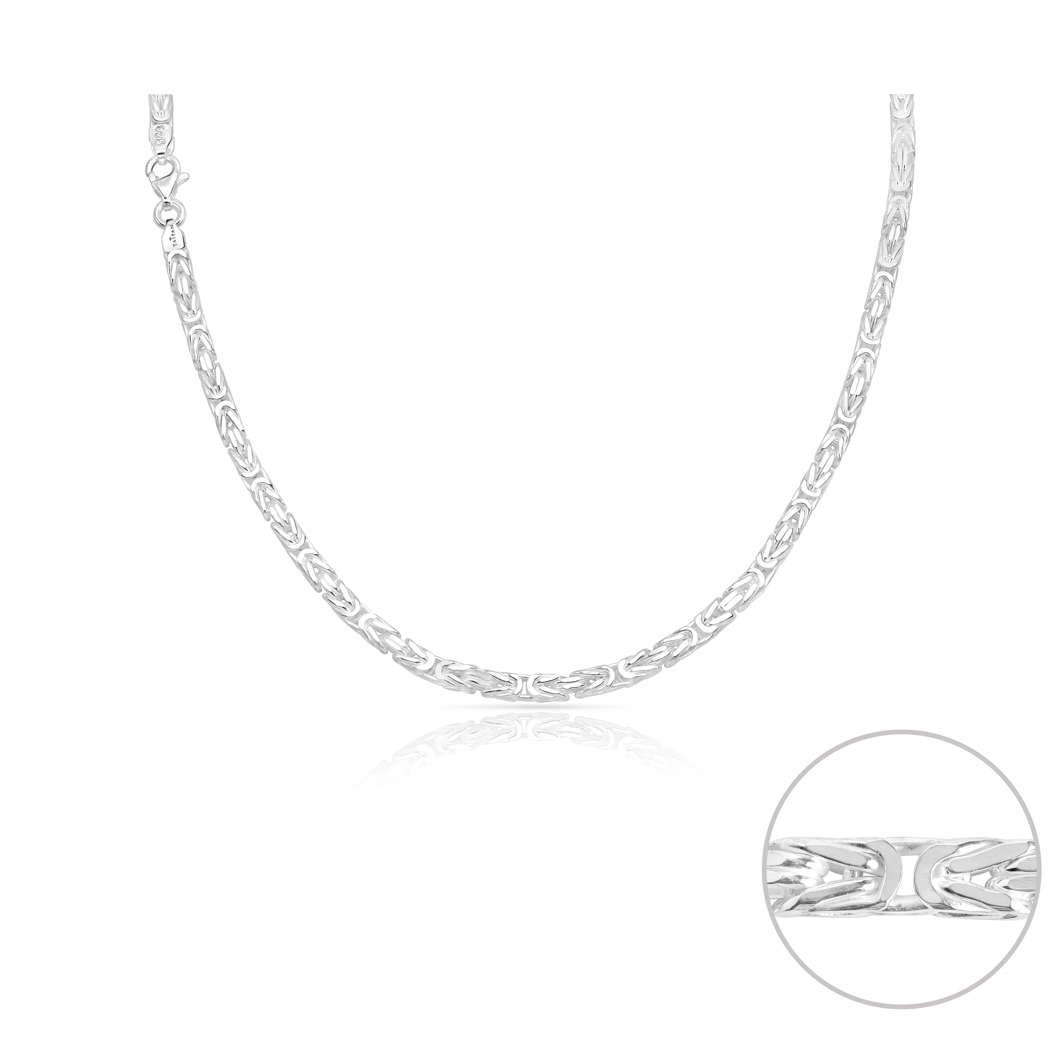 Königskette vierkant 4mm breit 50cm lang 925 Sterling Silber (K946) - Taipan Schmuck