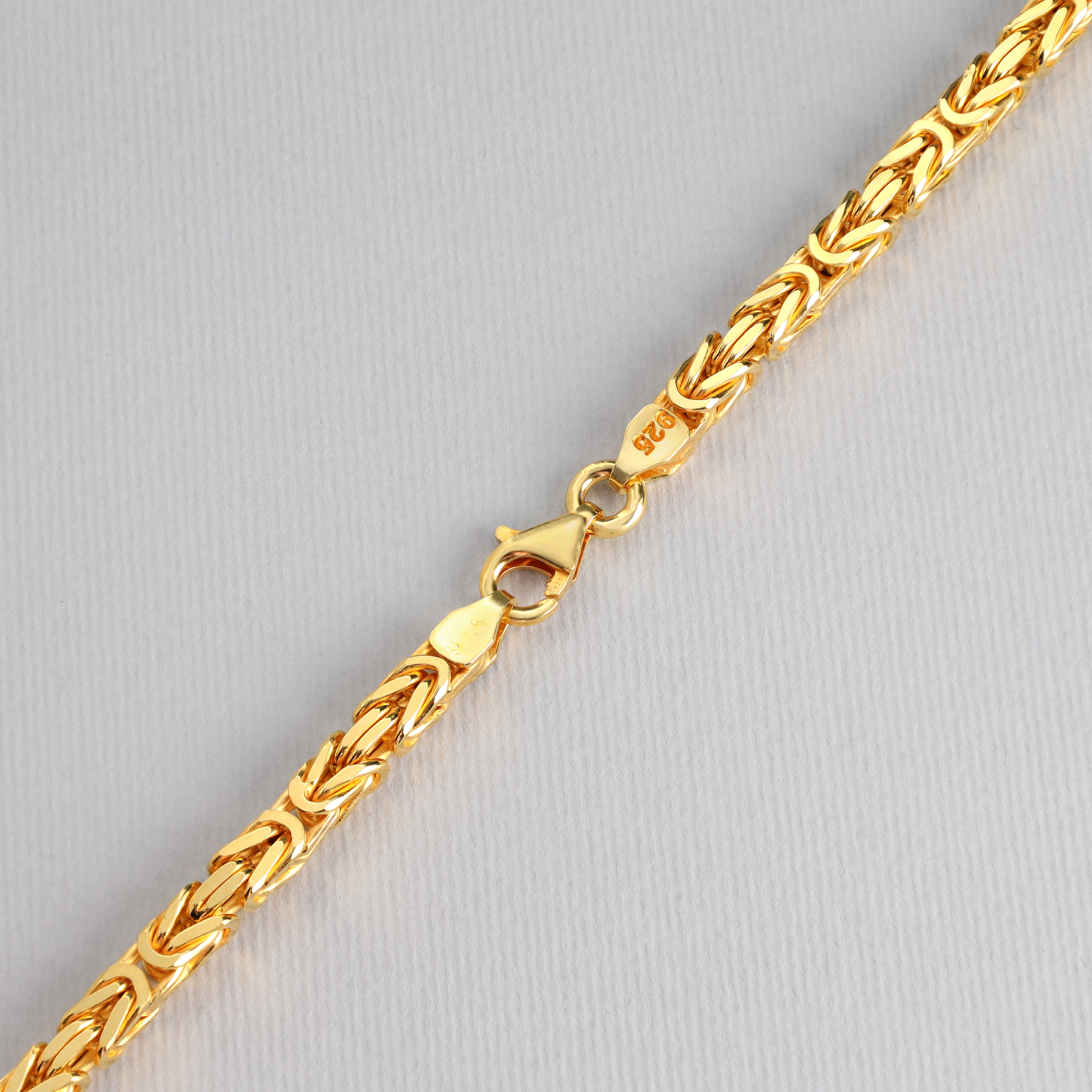 Königskette vierkant vergoldet 4mm breit 50cm lang 925 Sterling Silber (K946G) - Taipan Schmuck