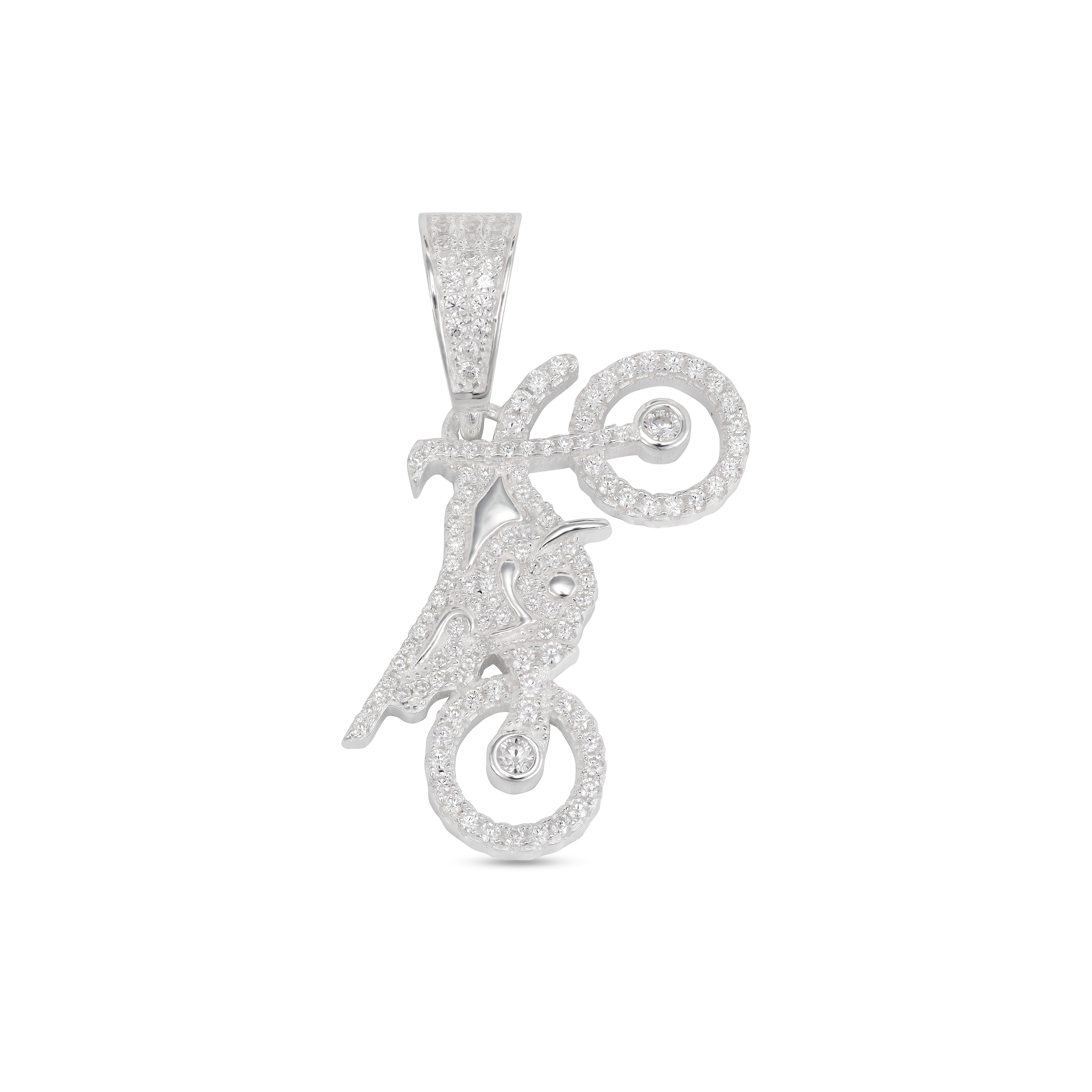 Motorrad Motorcross motorbike Anhänger iced out aus 925 Sterling SIlber (PE118) - Taipan Schmuck