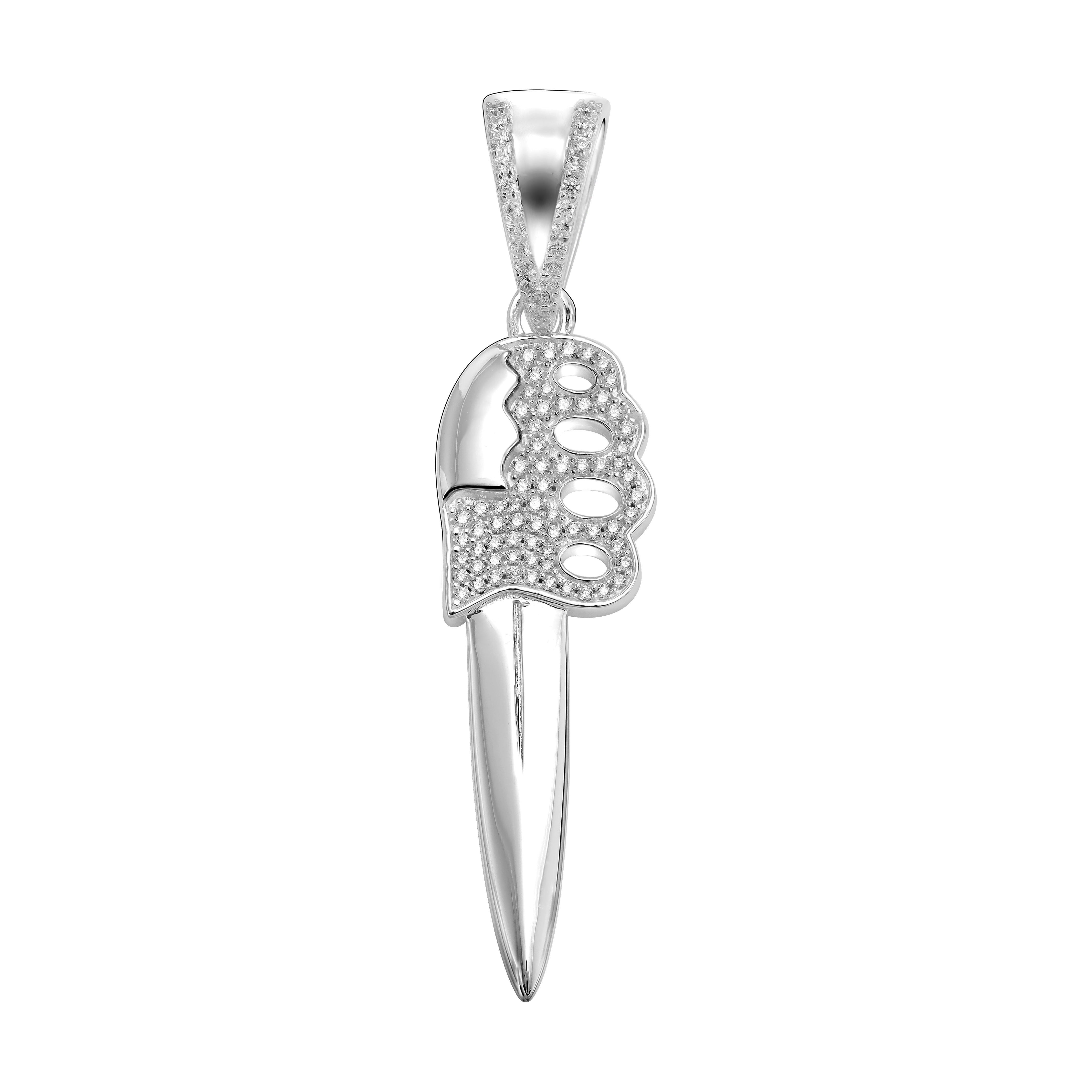 Iced Out Stil Messer Schwert Säbel Anhänger aus 925 Sterlingsilber (PE158) - Taipan Schmuck