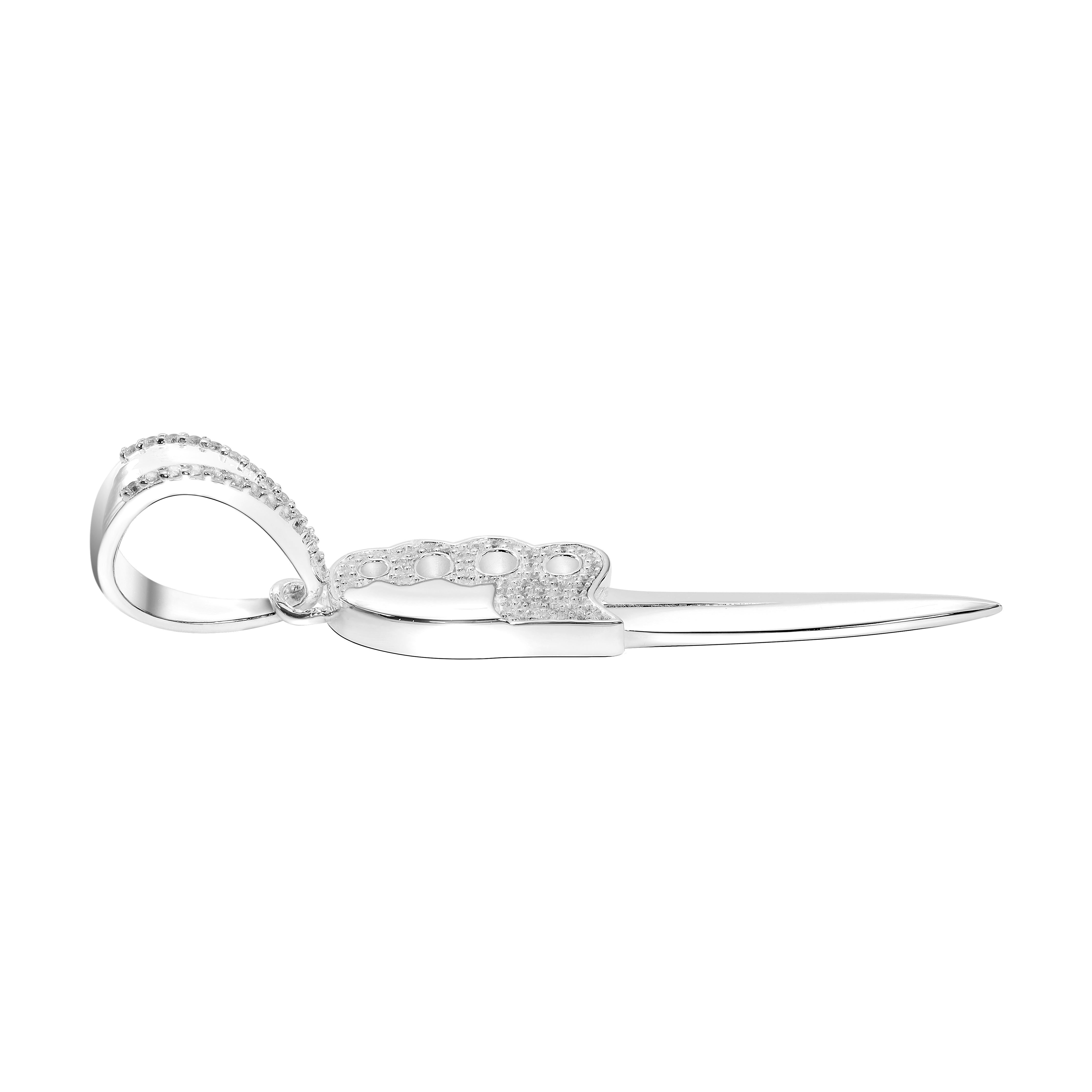 Iced Out Stil Messer Schwert Säbel Anhänger aus 925 Sterlingsilber (PE158) - Taipan Schmuck