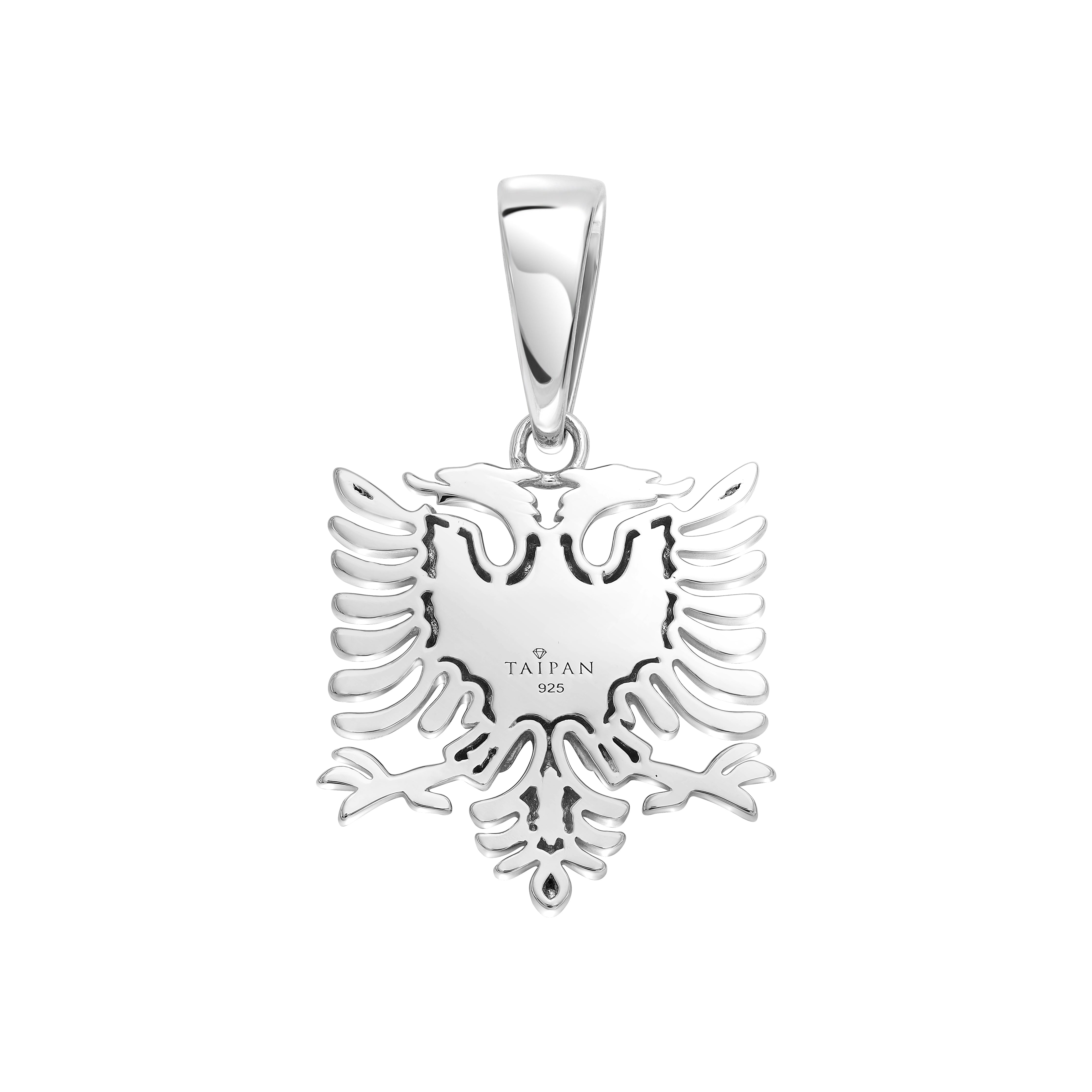 Albanischer Adler Albanian Eagle Flagge Anhänger aus 925 Sterlingsilber (PE159) - Taipan Schmuck