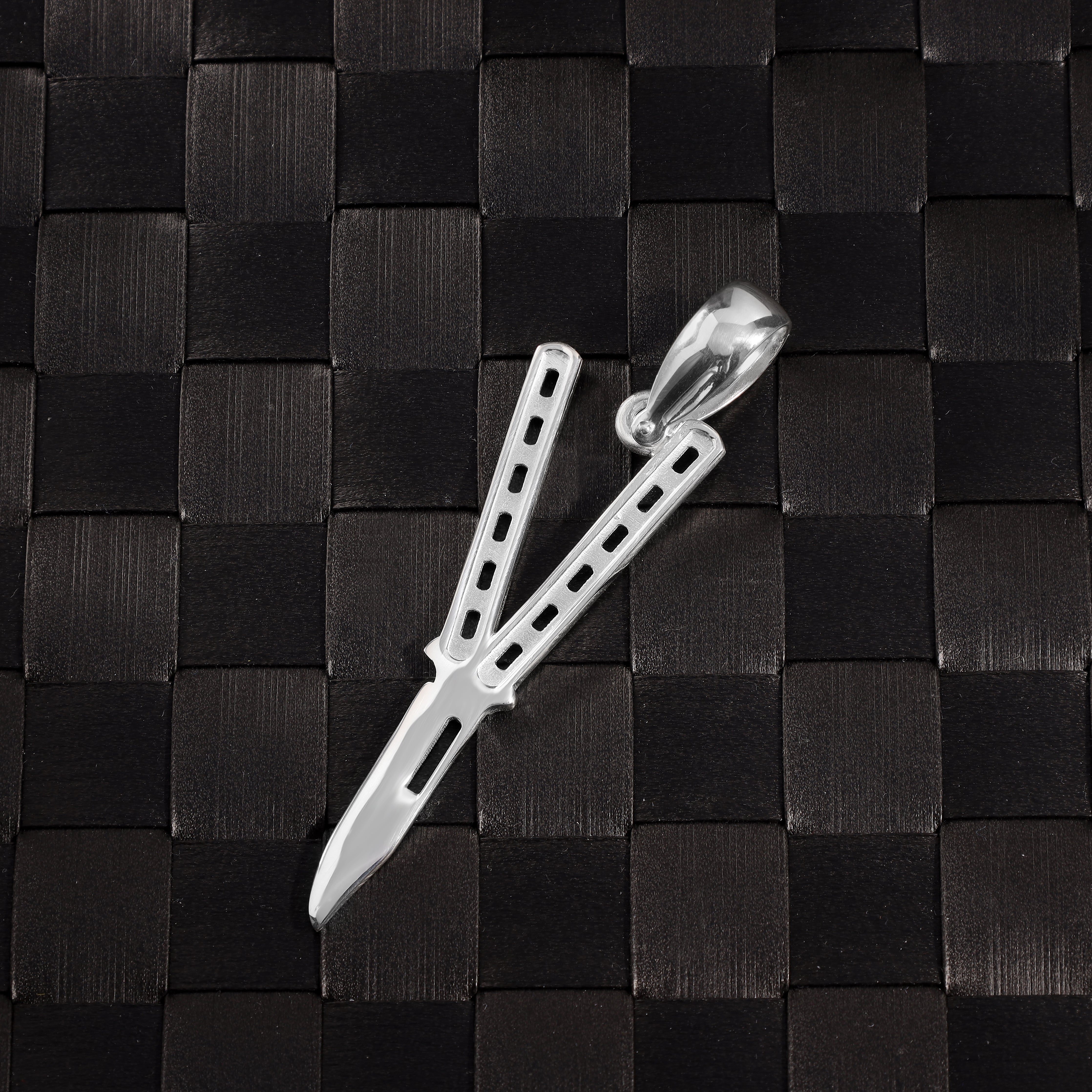 Butterfly Klappmesser Messer Anhänger aus 925 Sterling Silber Made in Italy (PE219) - Taipan Schmuck