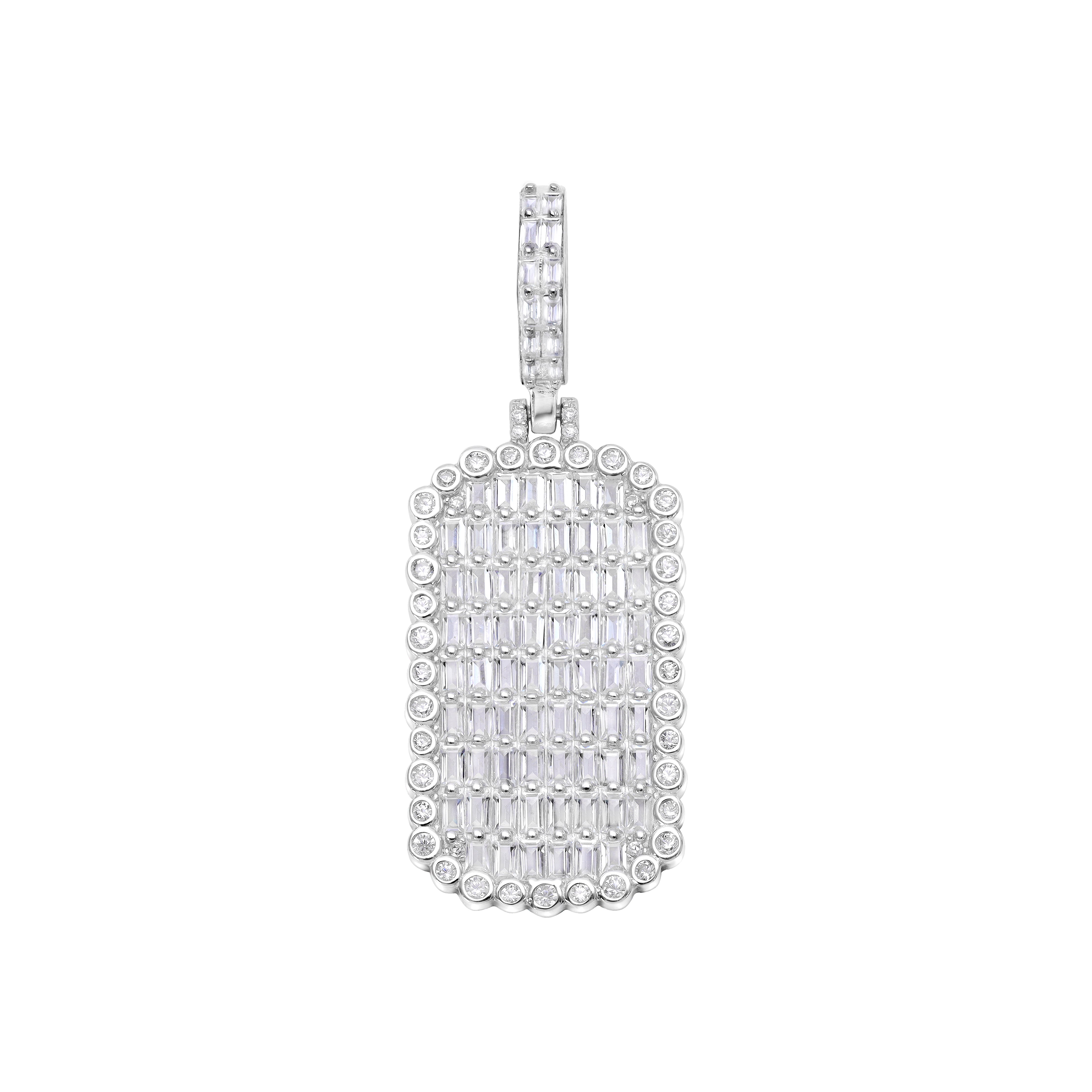 Iced Out Dog Tag Anhänger aus 925 Sterlingsilber (PE282) - Taipan Schmuck