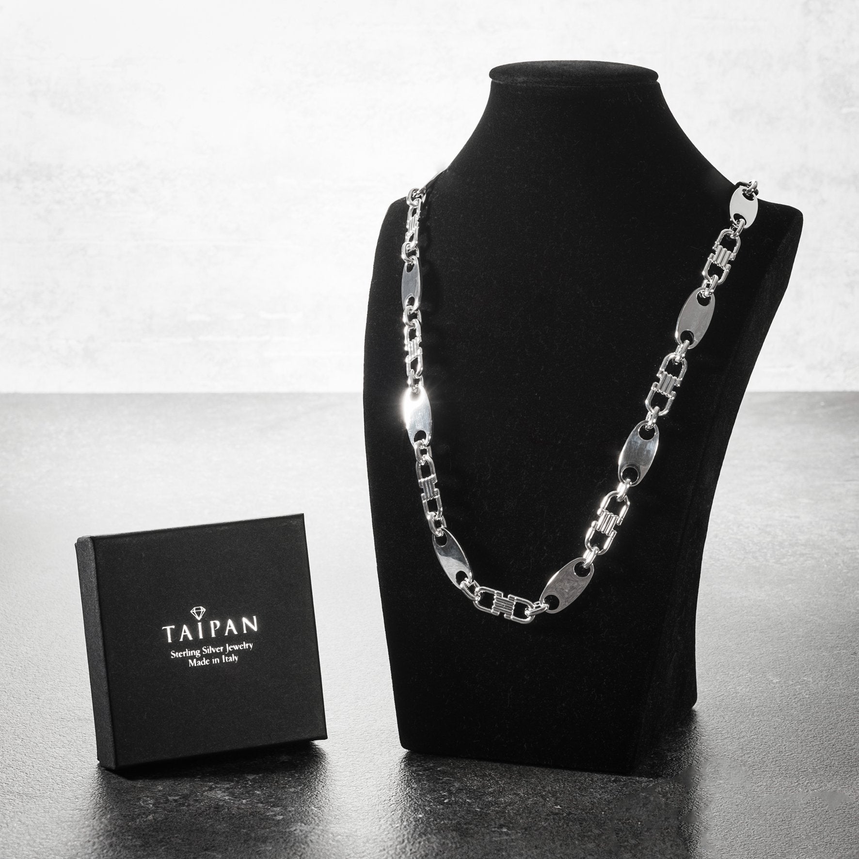 Plattenkette 925 Sterling Silber 70cm lang 13mm breit (K116) - Taipan Schmuck