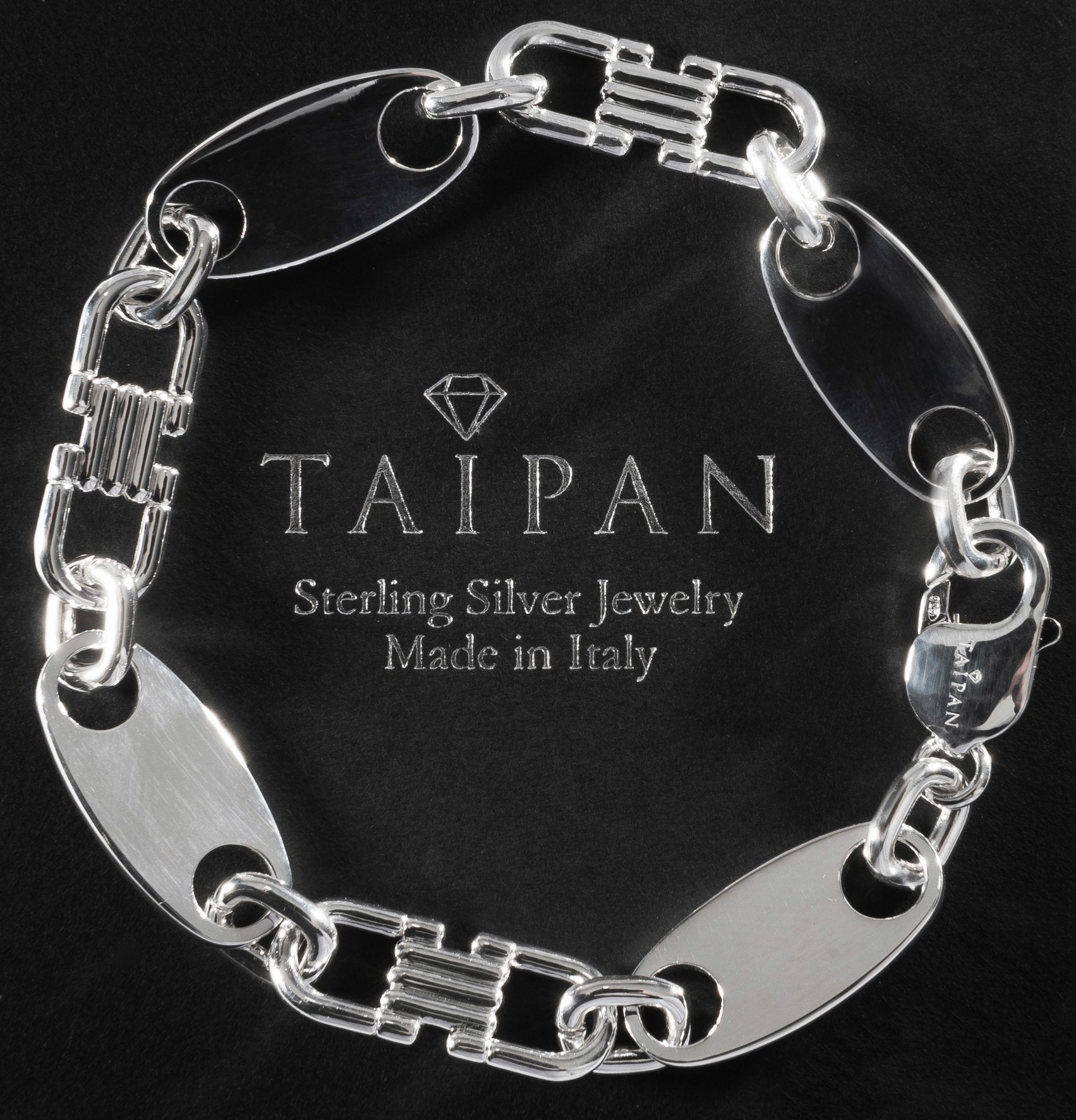 Plattenkette Armband Steigbügelkette 13mm breit 22cm lang aus 925 Sterling Silber (B367) - Taipan Schmuck