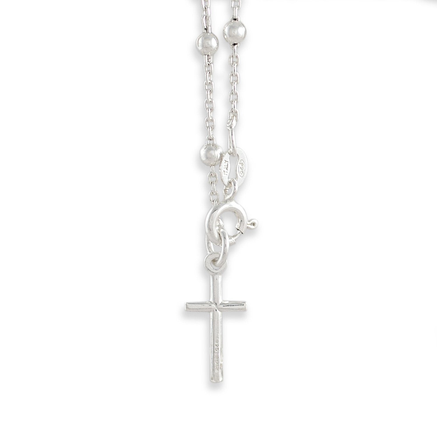 TAIPAN 19cm Damen Silberarmband mit Kreuzanhänger Rosenkranz Armband 925 Silber (B11) - Taipan Schmuck